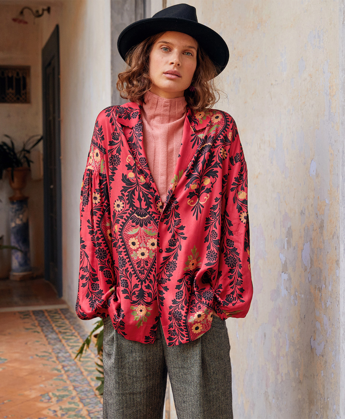 CHEMISIER GASTON EN SERGÉ DE VISCOSE IMPRIMÉ - MULTICOLORE GRIOTTE - Momonì