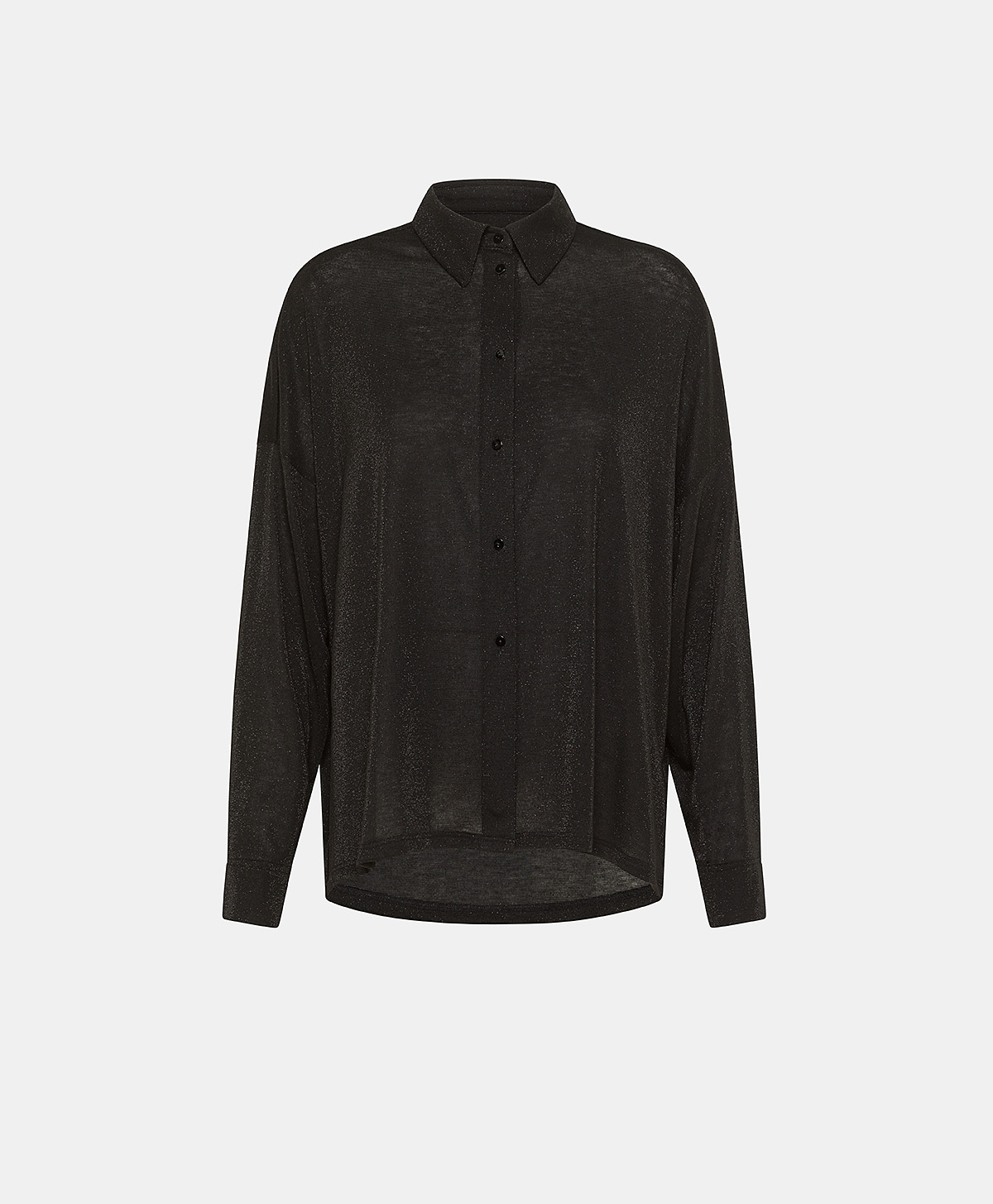 LUCCIOLA SHIRT IN LUREX JERSEY - BLACK - Clothing - Momonì