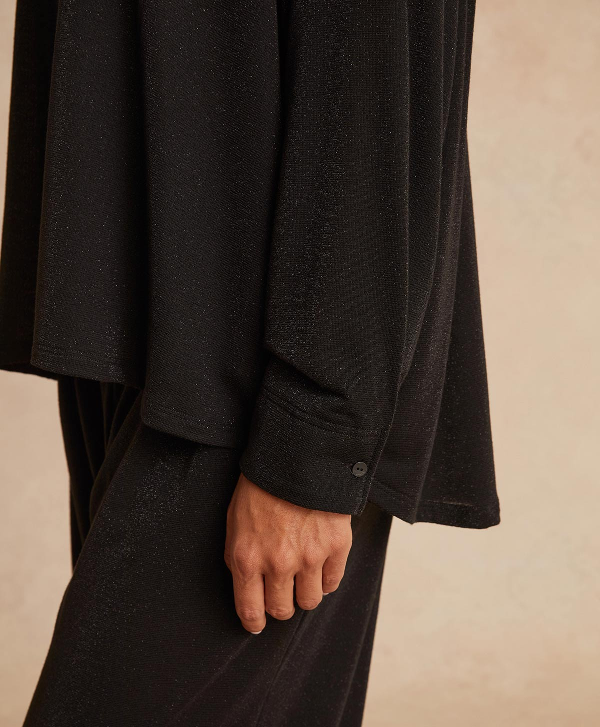 CHEMISIER LUCCIOLA EN JERSEY LUREX - NOIR - Momonì