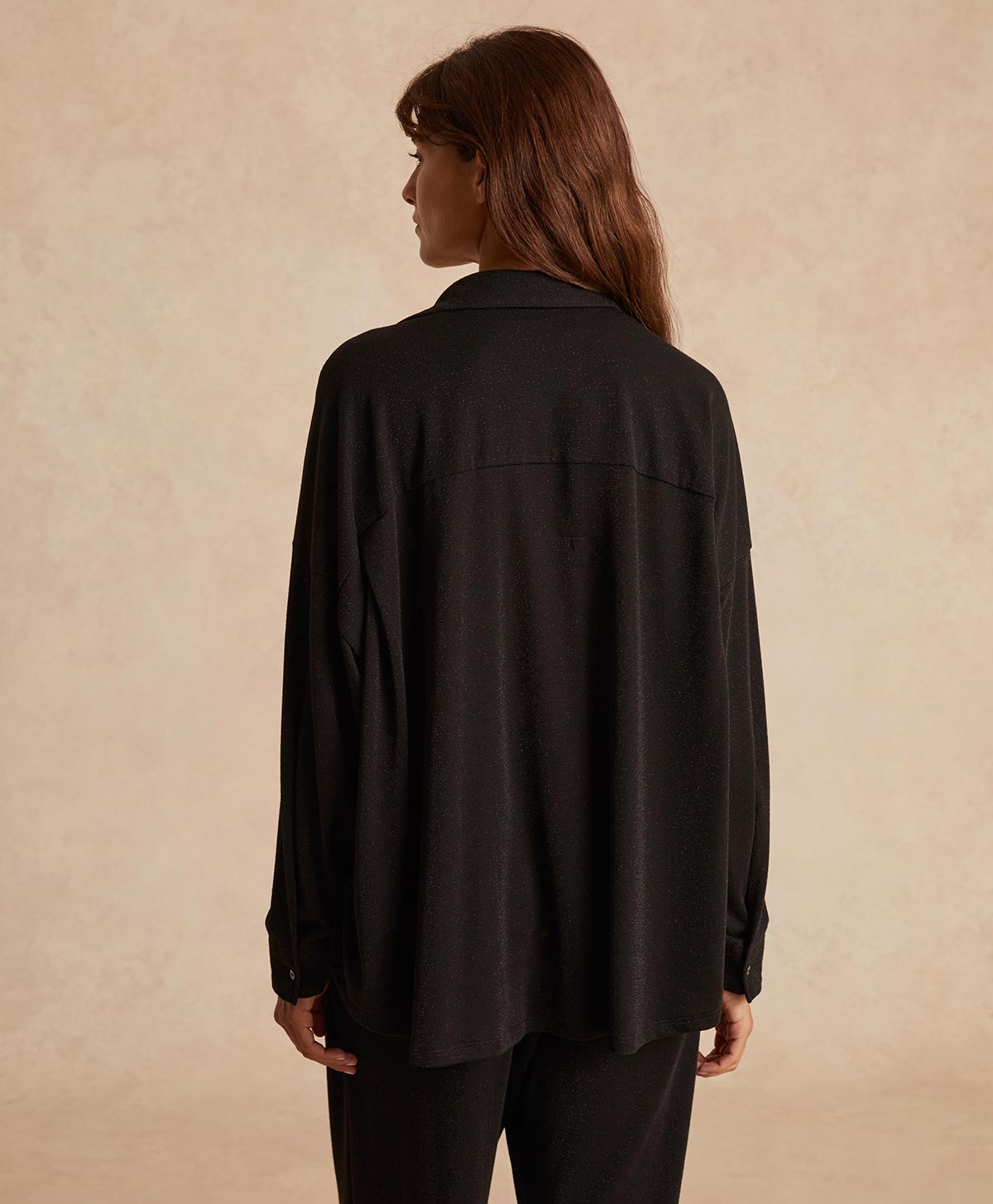 CHEMISIER LUCCIOLA EN JERSEY LUREX - NOIR - Momonì
