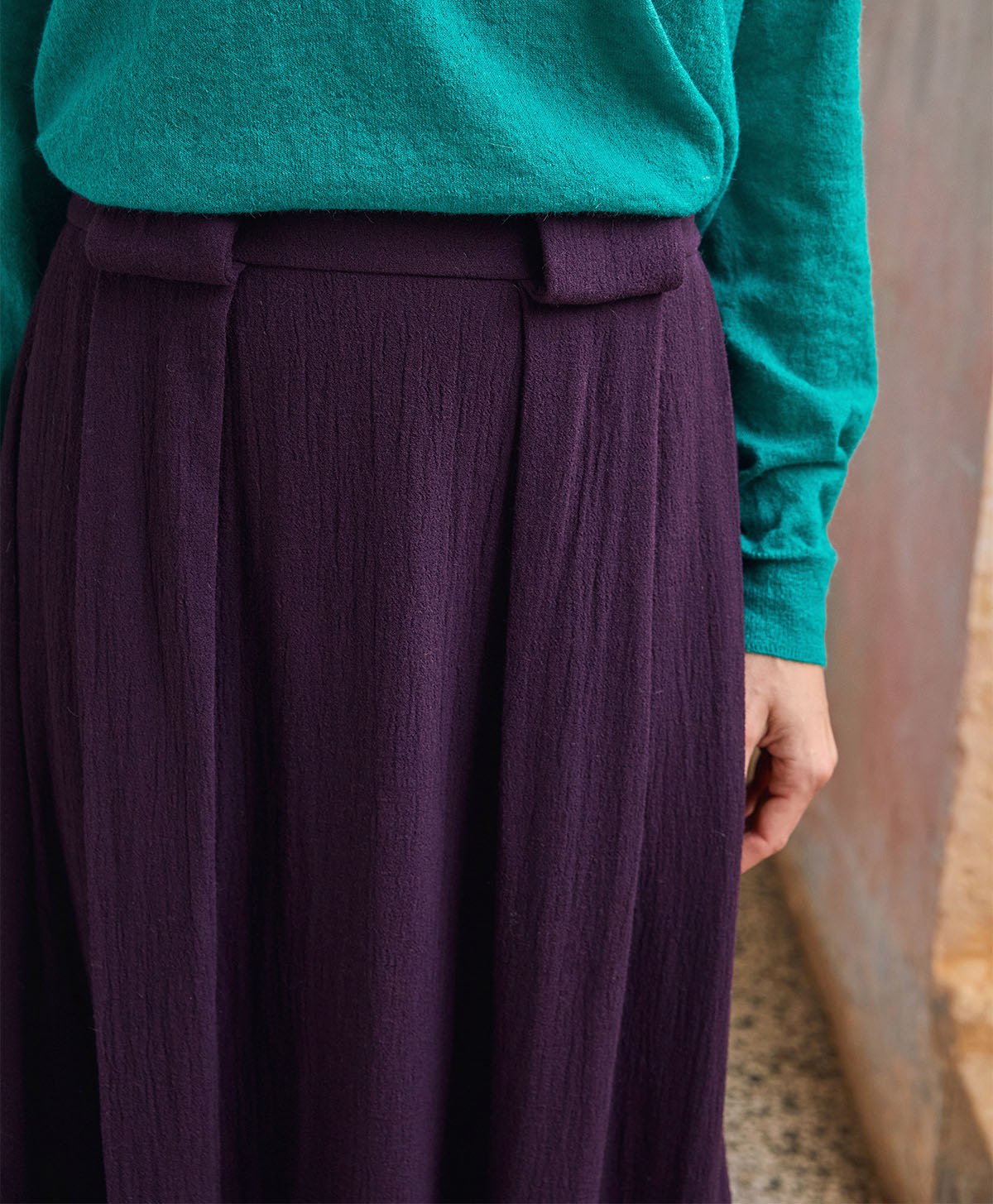 GASPARD SKIRT IN DOUBLE WOOL VISCOSE GAUZE - WINE RED - Momonì