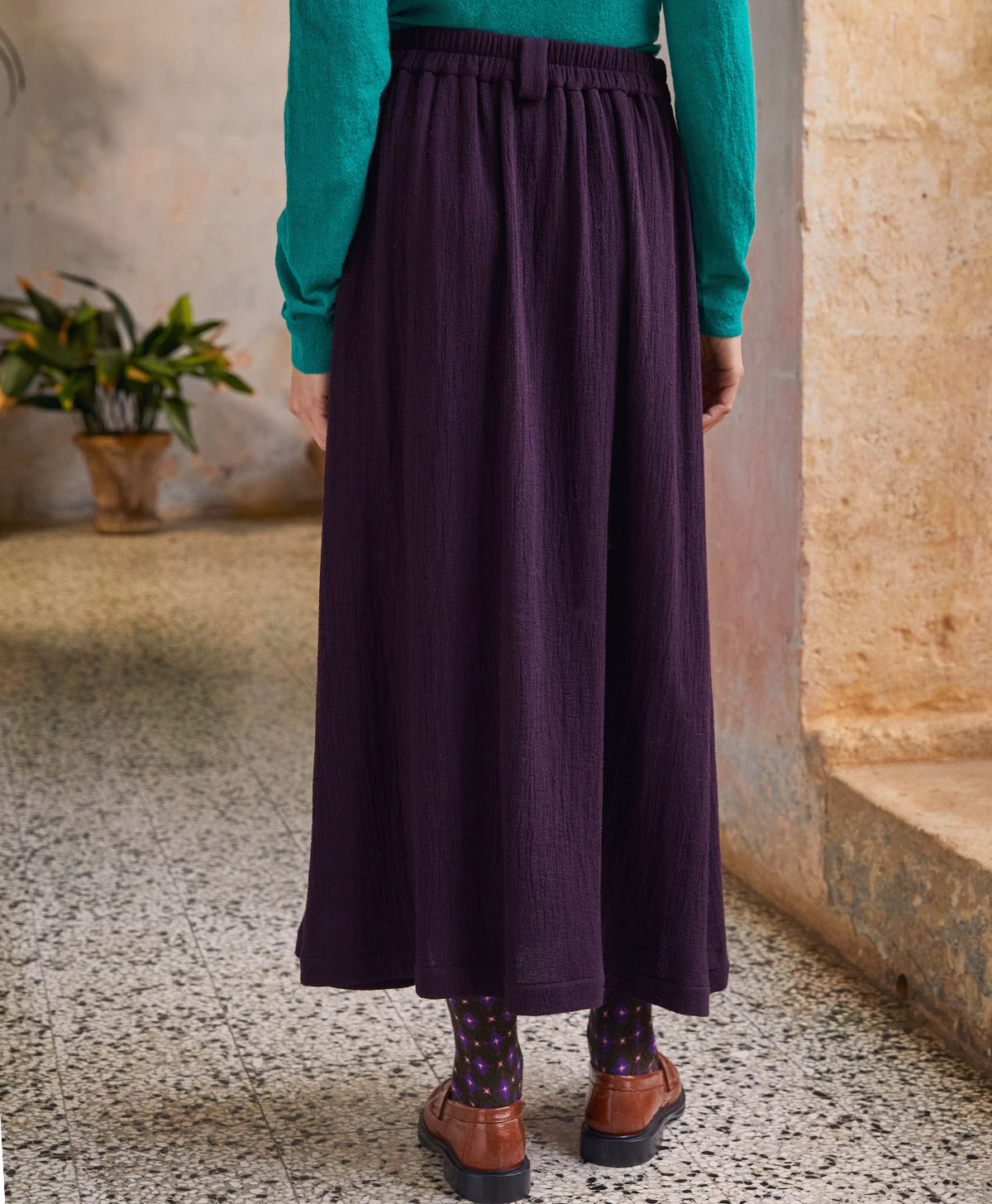 GASPARD SKIRT IN DOUBLE WOOL VISCOSE GAUZE - WINE RED - Momonì