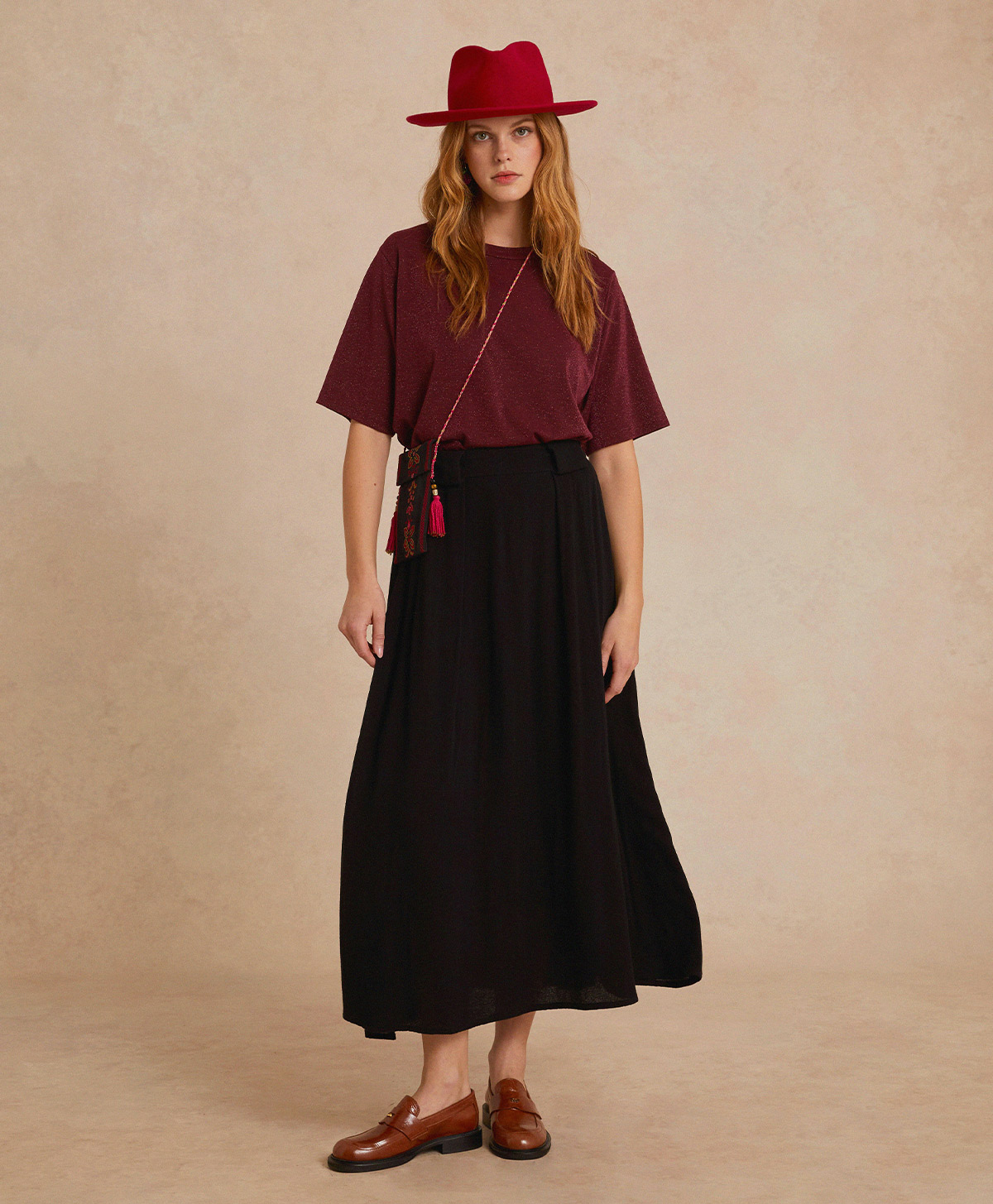 GASPARD SKIRT IN DOUBLE WOOL VISCOSE GAUZE - BLACK - Clothing - Momonì