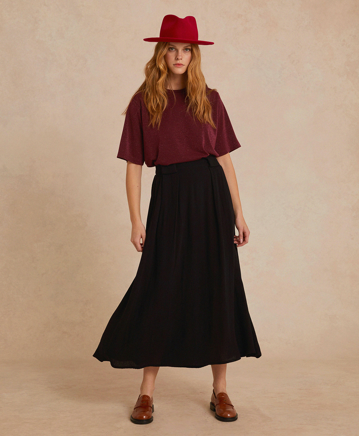 GASPARD SKIRT IN DOUBLE WOOL VISCOSE GAUZE - BLACK - Momonì