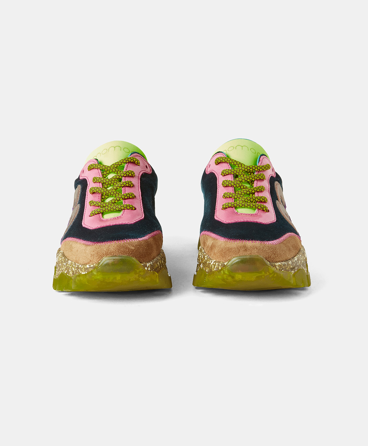 PUFFIN SNEAKERS IN LEATHER - TEAL/PINK - Momonì