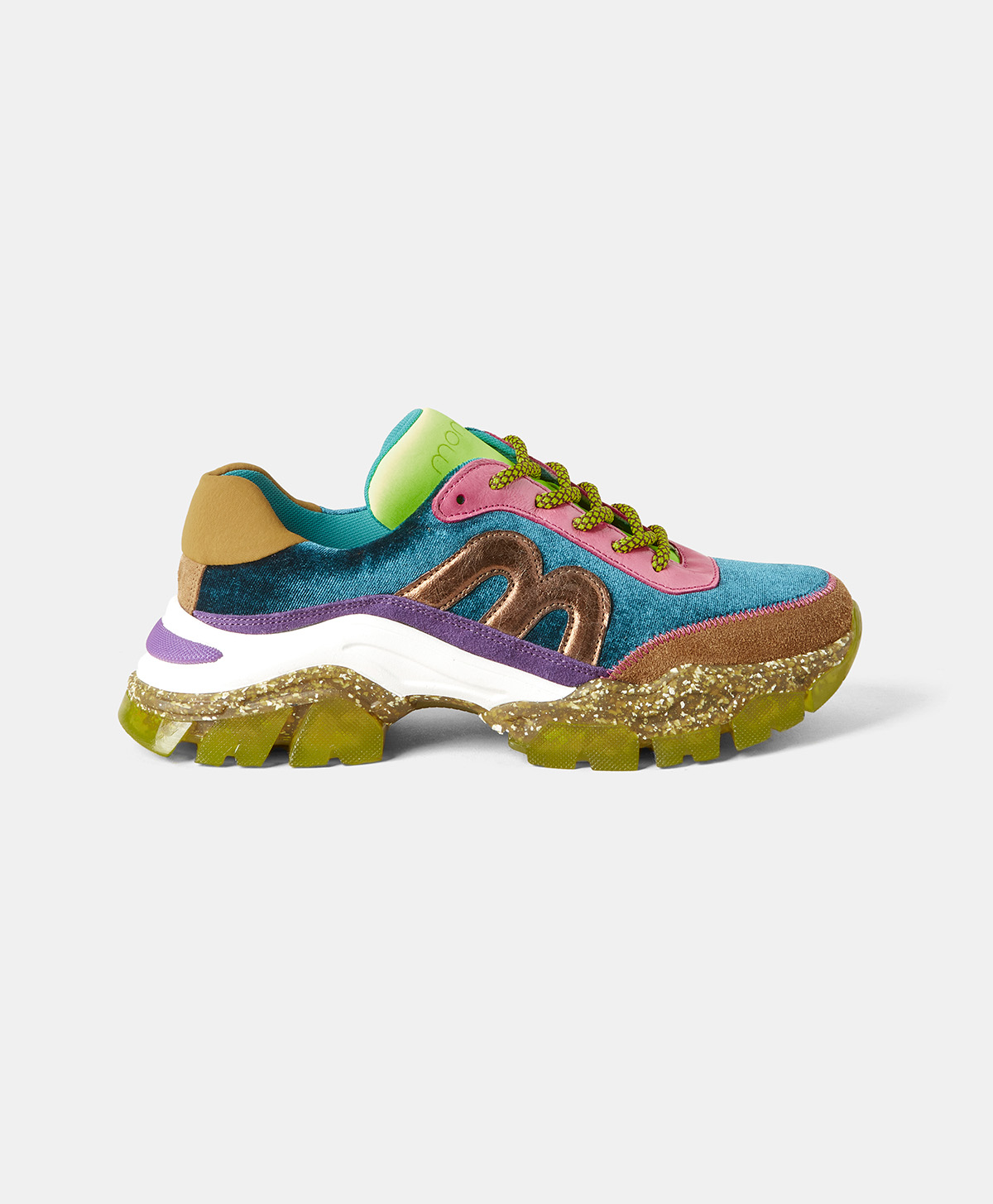 PUFFIN SNEAKERS IN LEATHER - TEAL/PINK - Momonì