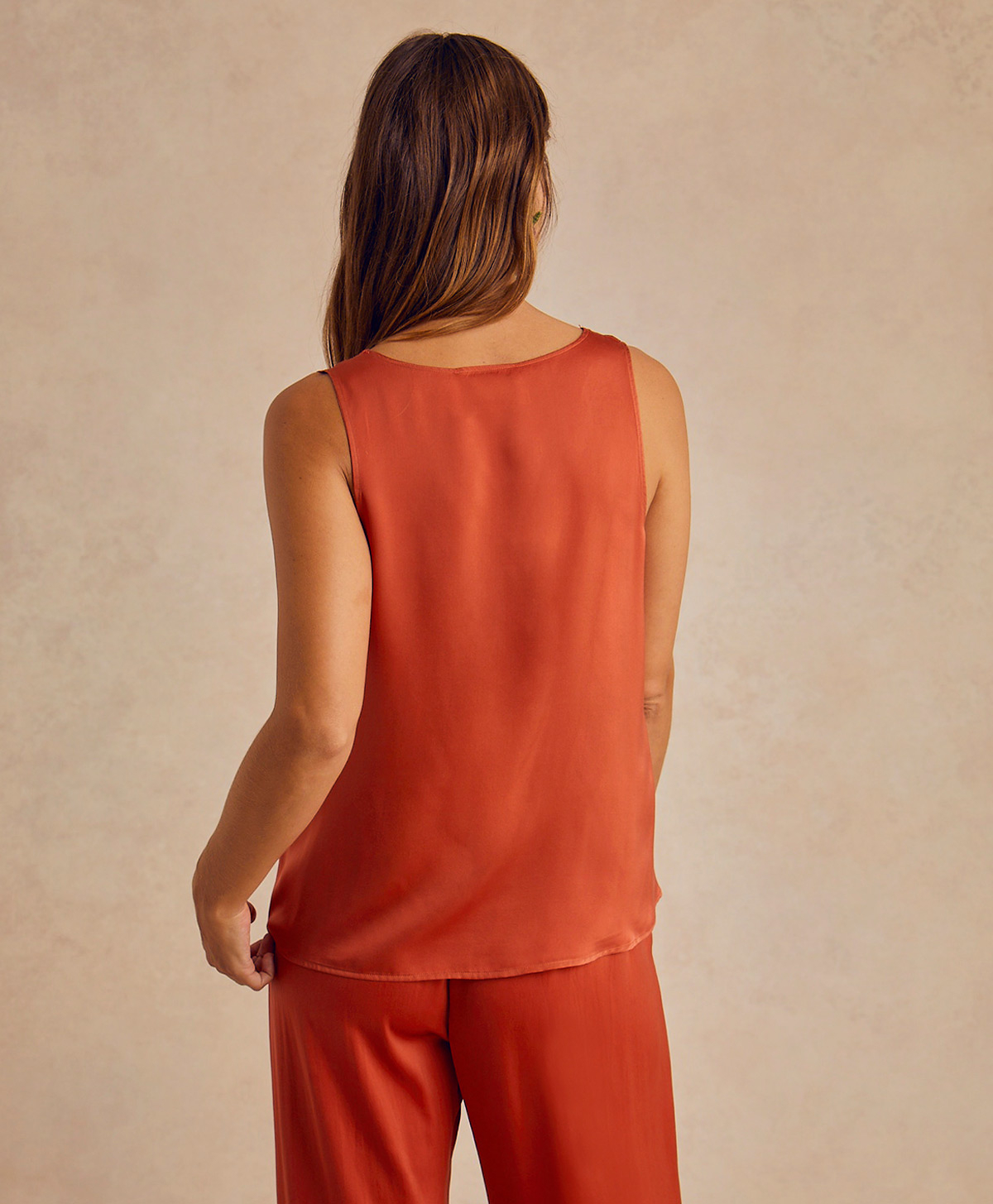 TOP REMY EN CRÊPE DE SATIN UNI - ROSE ANTIQUE - Momonì