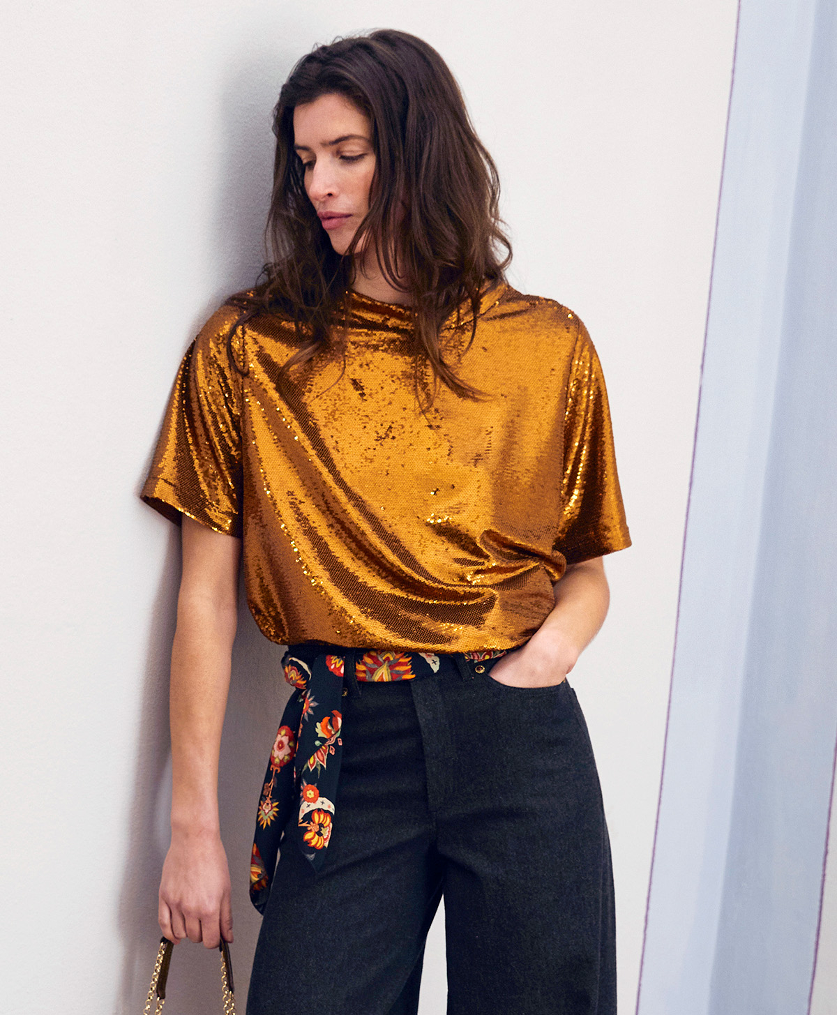 T-SHIRT IORA À PAILLETTES - BRONZE - Clothing - Momonì