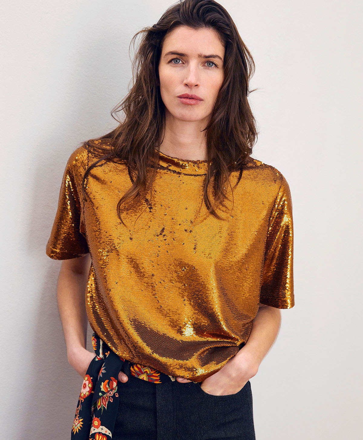 T-SHIRT IORA À PAILLETTES - BRONZE - Momonì