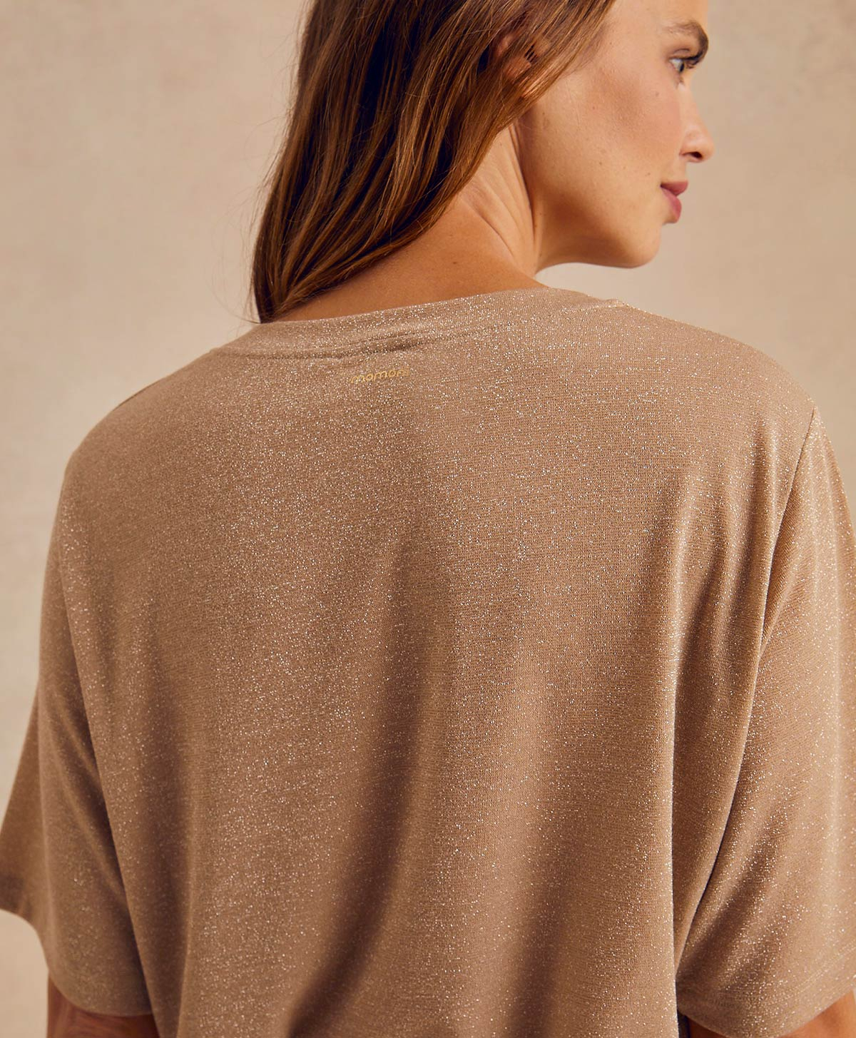 T-SHIRT IORA EN JERSEY LUREX - BEIGE - Momonì