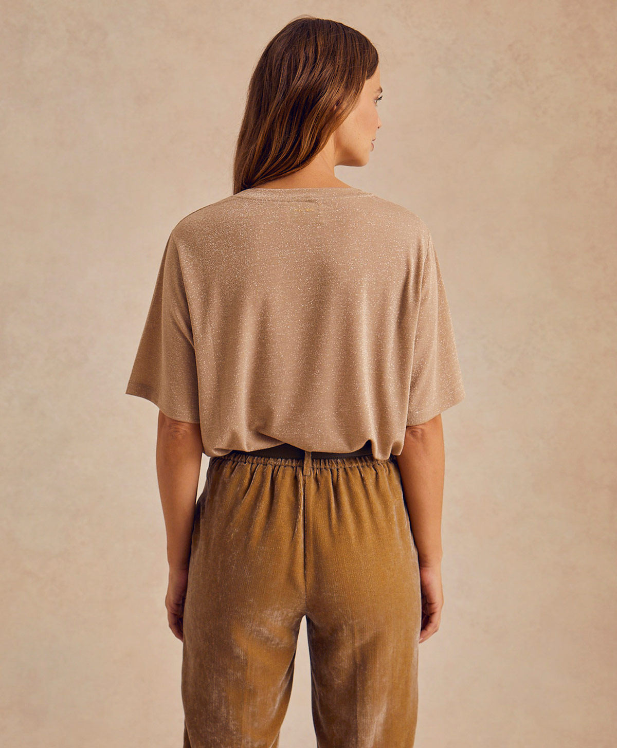 T-SHIRT IORA EN JERSEY LUREX - BEIGE - Momonì