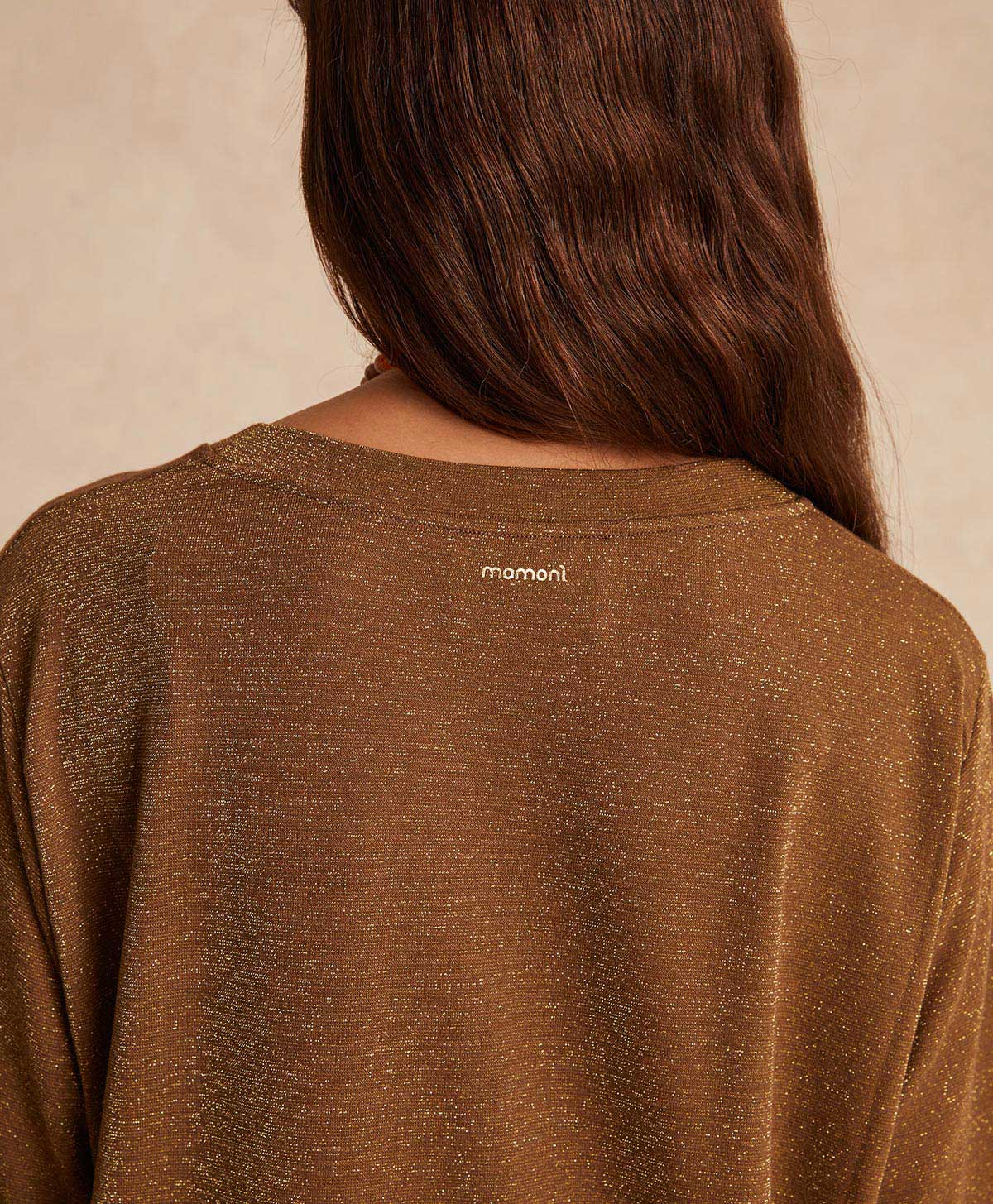T-SHIRT IORA EN JERSEY LUREX - CIGARE - Momonì