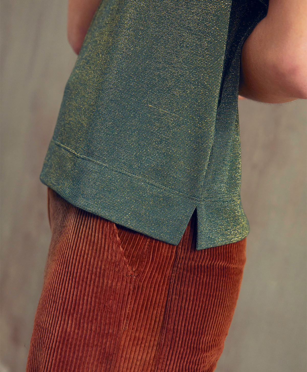 T-SHIRT IORA EN JERSEY LUREX - VERT FORÊT - Momonì