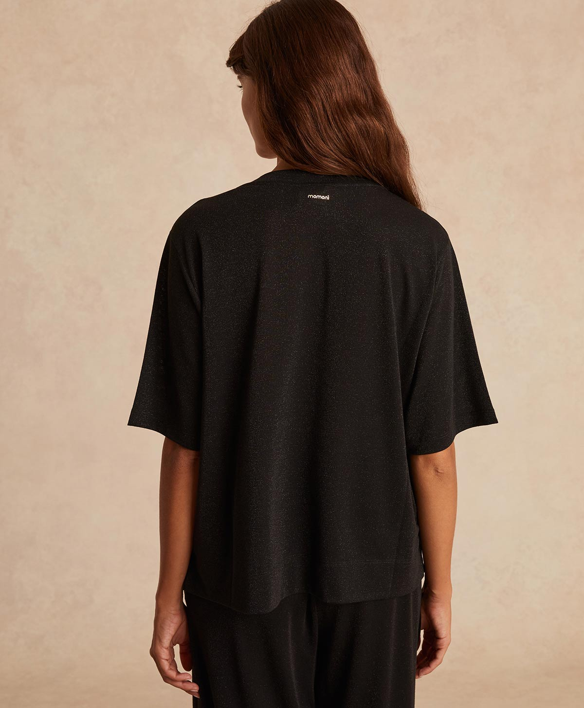 T-SHIRT IORA EN JERSEY LUREX - NOIR - Momonì