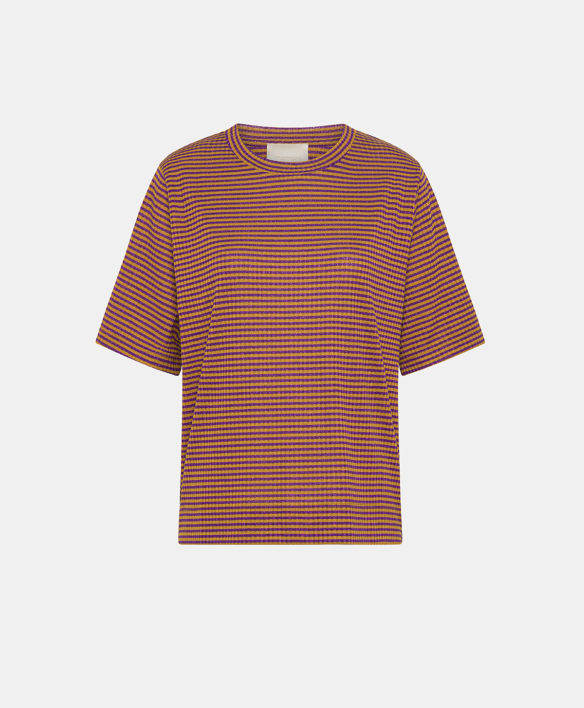 IORA TSHIRT IN LUREX RIB STRIPE - CURRY/VIOLET - Clothing - Momonì