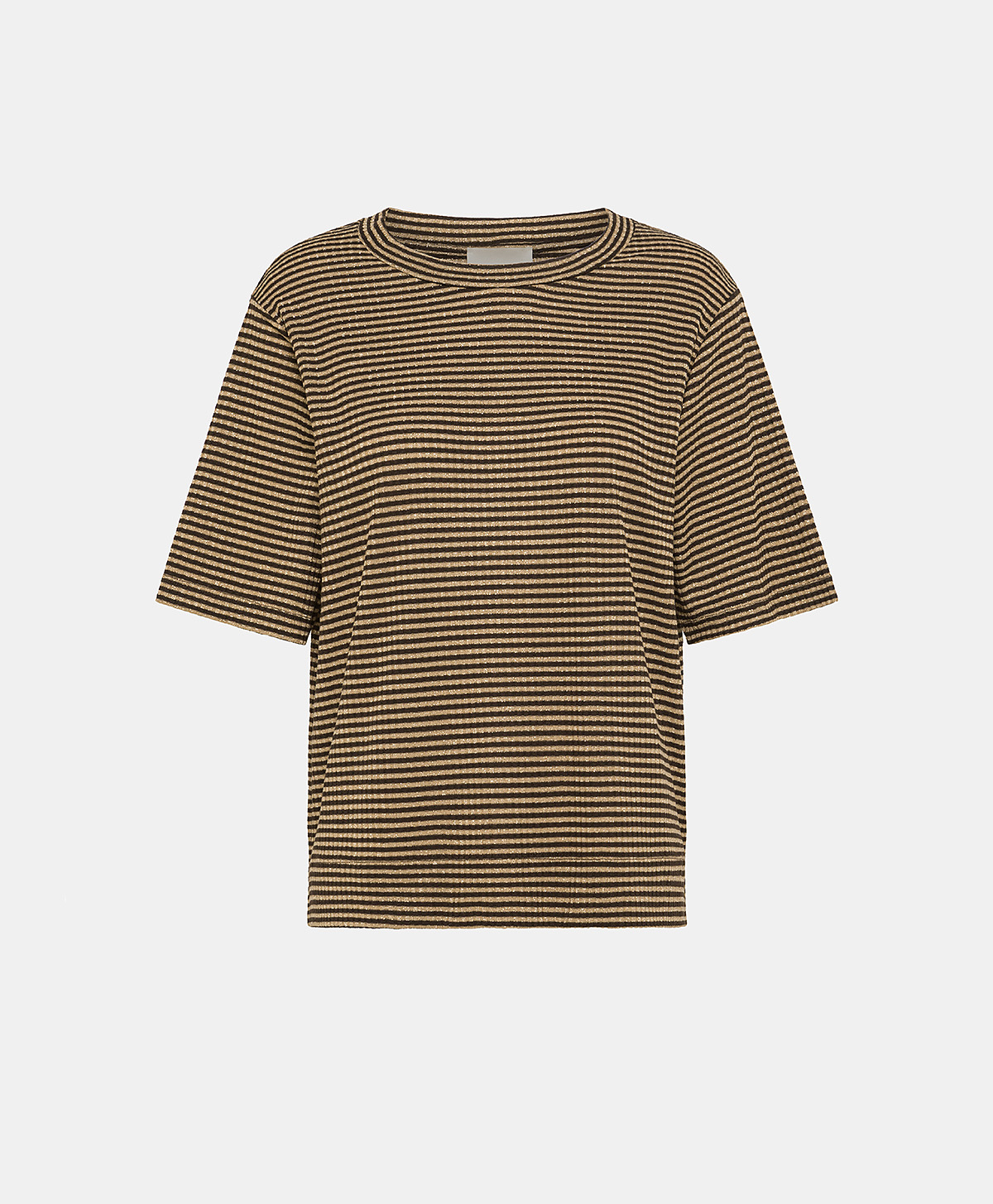 IORA TSHIRT IN LUREX RIB STRIPE - DARK/GOLD - Clothing - Momonì