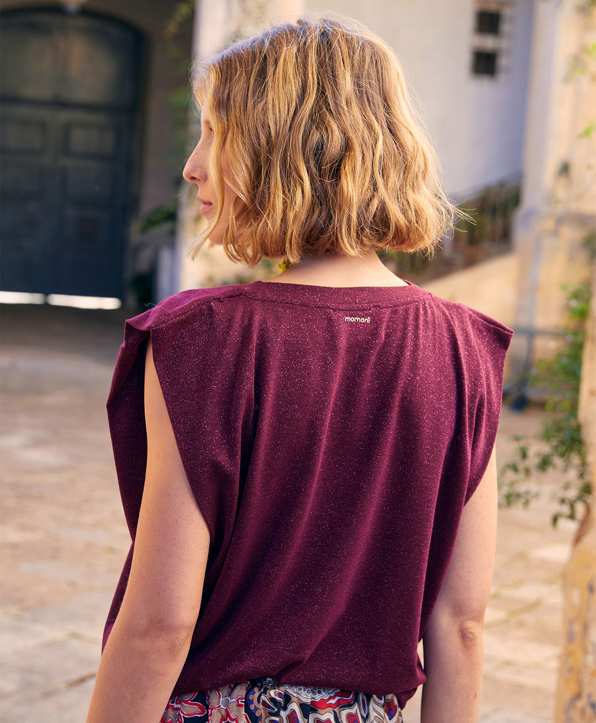 TOP ENNA EN JERSEY LUREX - WINE RED - Momonì