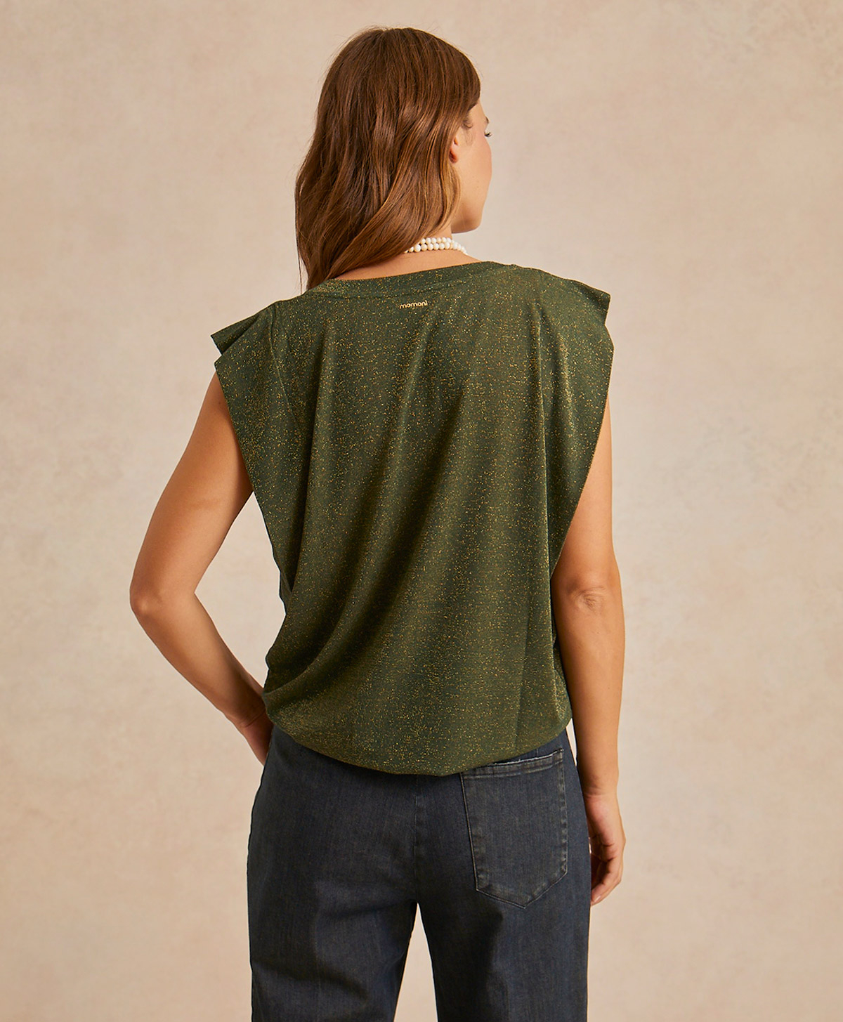TOP ENNA EN JERSEY LUREX - VERT FORÊT - Momonì