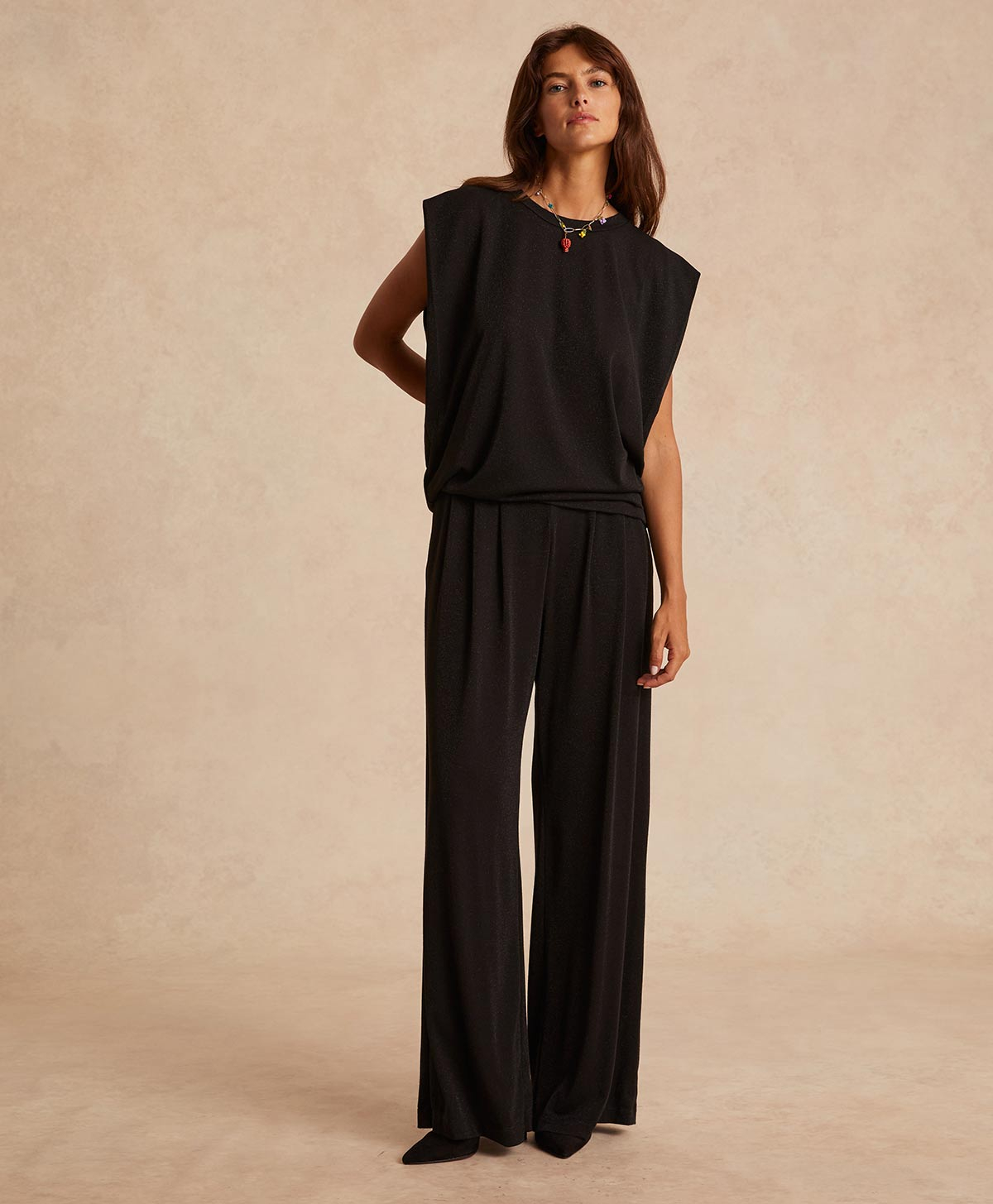TOP ENNA EN JERSEY LUREX - NOIR - Clothing - Momonì