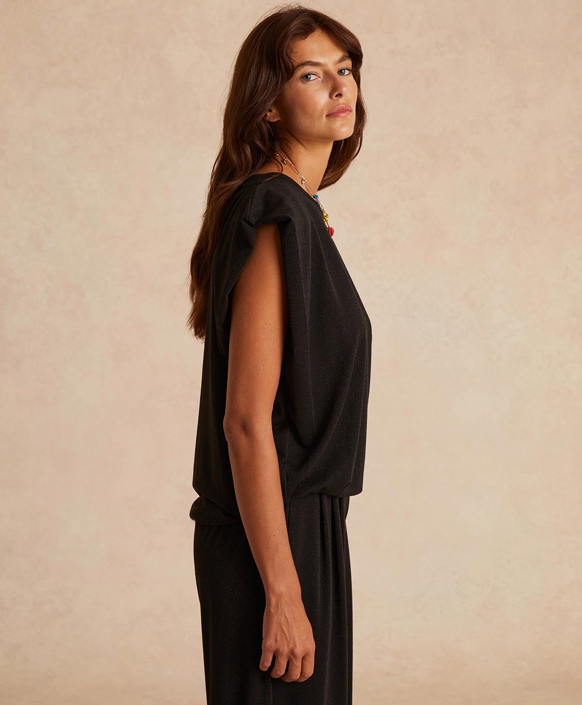 ENNA TOP IN LUREX JERSEY - BLACK - Momonì