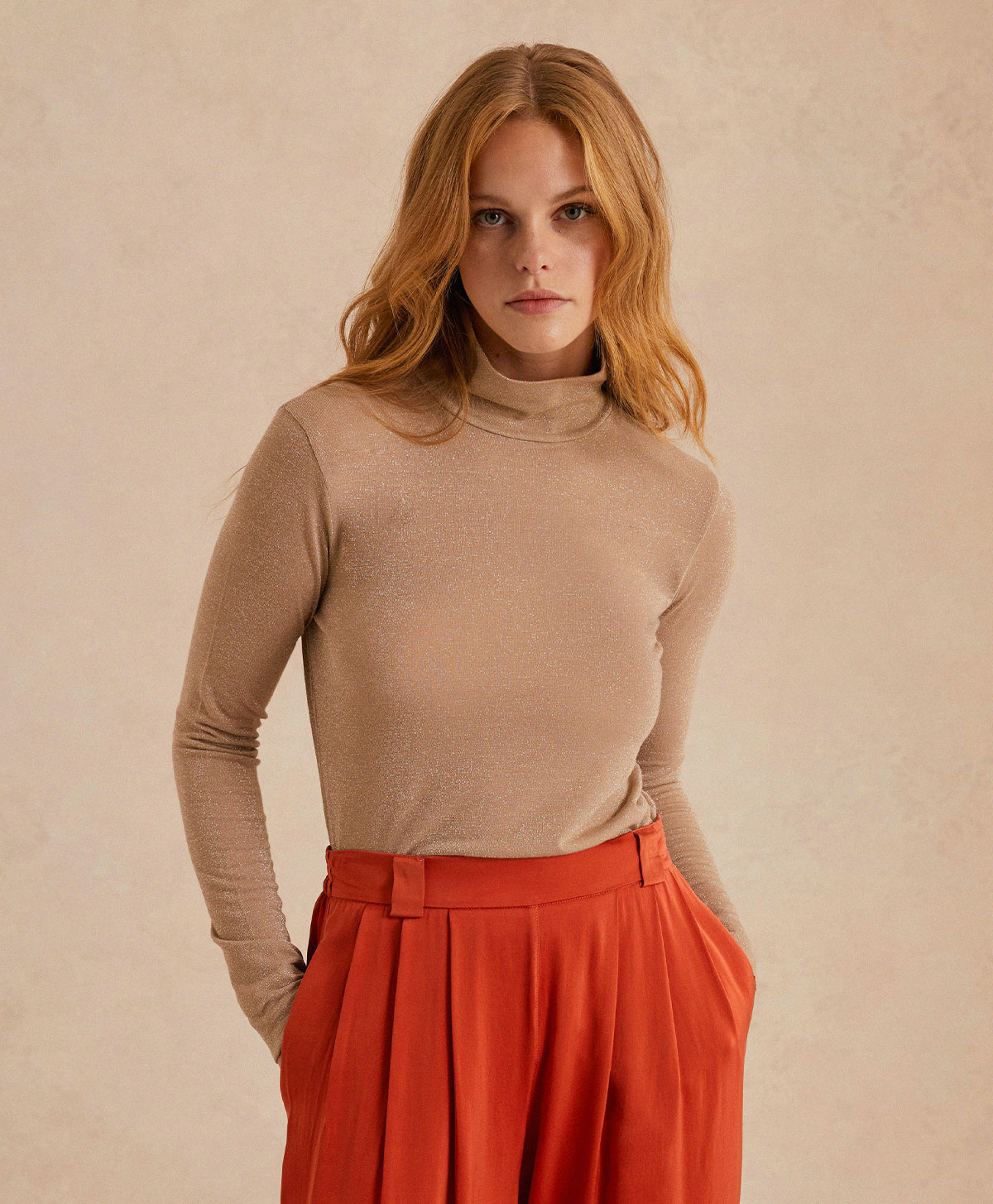 RODOLPHE TSHIRT IN LUREX JERSEY - BEIGE - Momonì