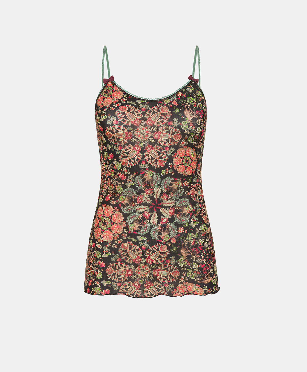 AIRELLE TOP IN PRINTED NYLON - BLACK/RED - Underwear - Momonì