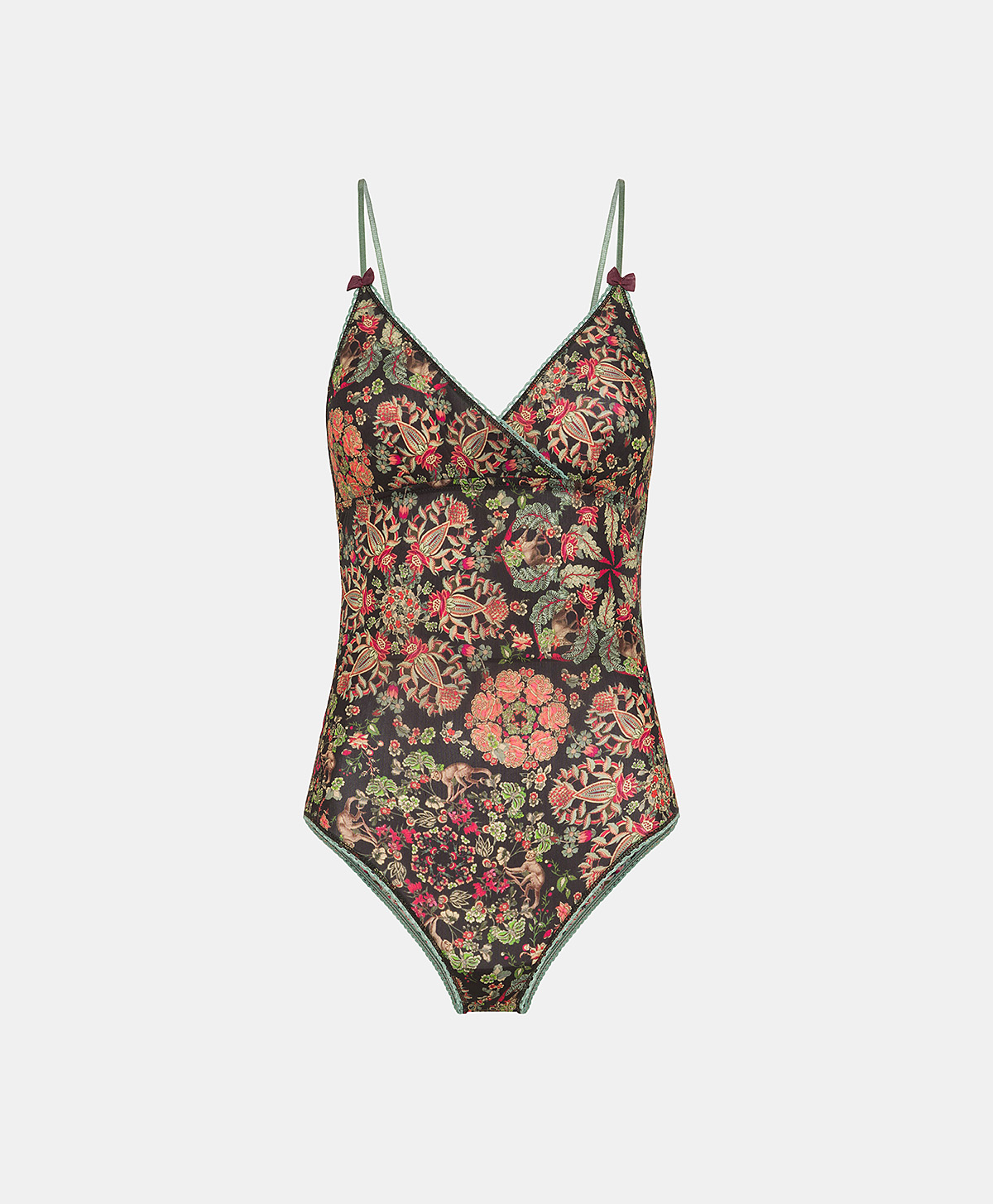 TORE BODY IN PRINTED NYLON - BLACK/RED - Momonì