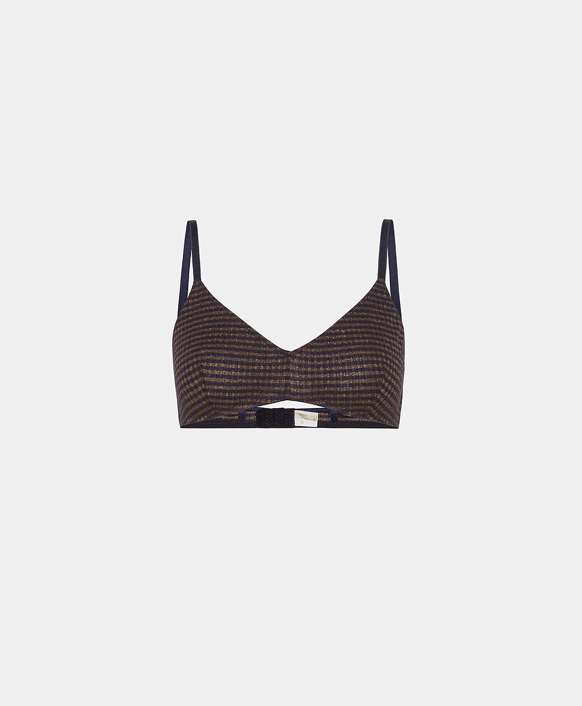 LUCAS BRA IN LUREX RIB STRIPE - BLUE/BRONZE - Underwear - Momonì