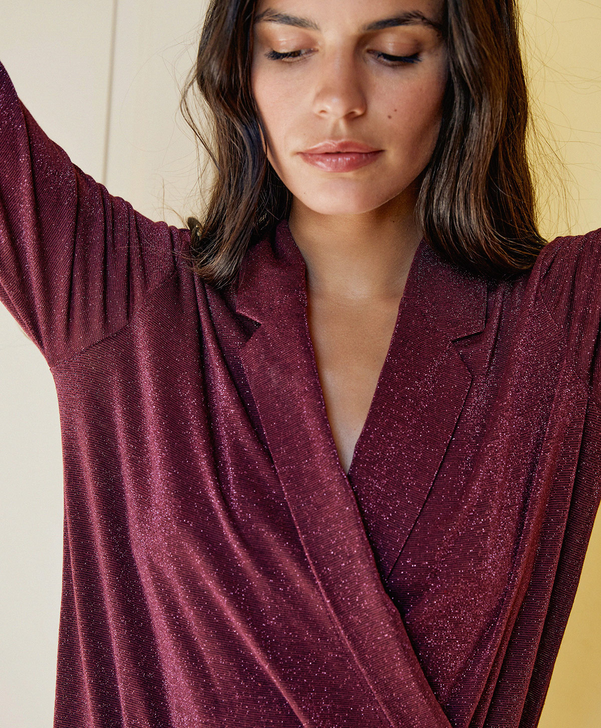 FRIDOLIN BODY IN LUREX JERSEY - WINE RED - Momonì