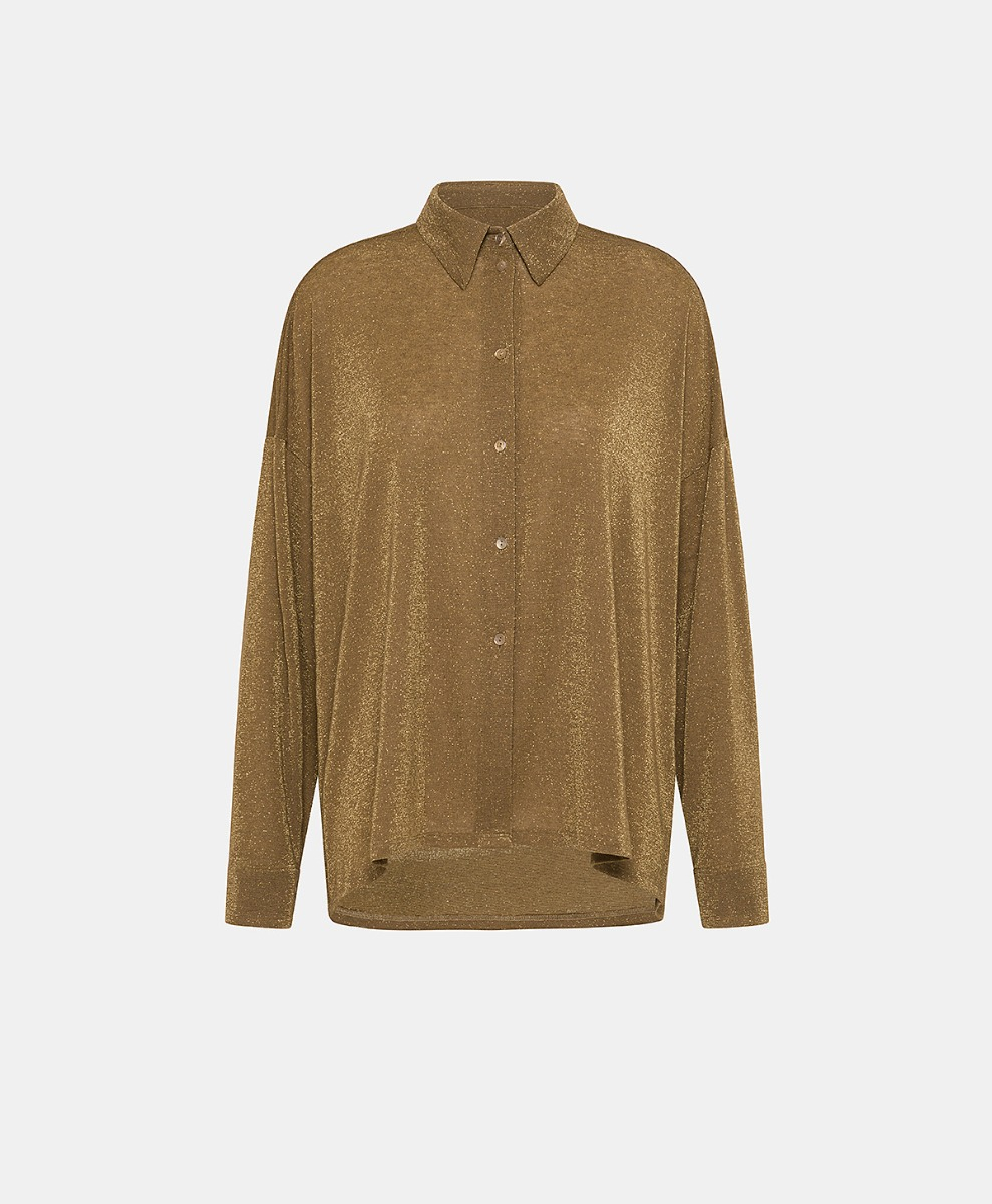 CHEMISIER LUCCIOLA EN JERSEY LUREX - CIGARE - Clothing - Momonì