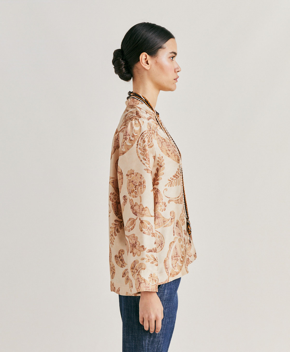 AMBROISE BLOUSE IN SILK TWILL - DUSTY PINK/MULTICOLOUR - Momonì