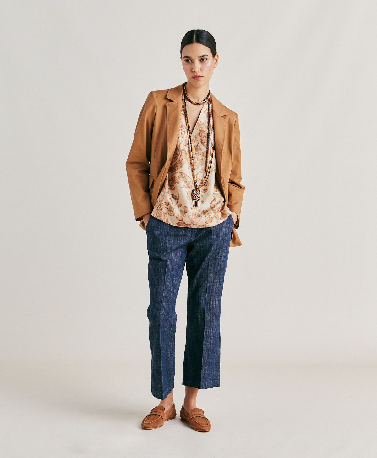 AMBROISE BLOUSE IN SILK TWILL - DUSTY PINK/MULTICOLOUR - Momonì
