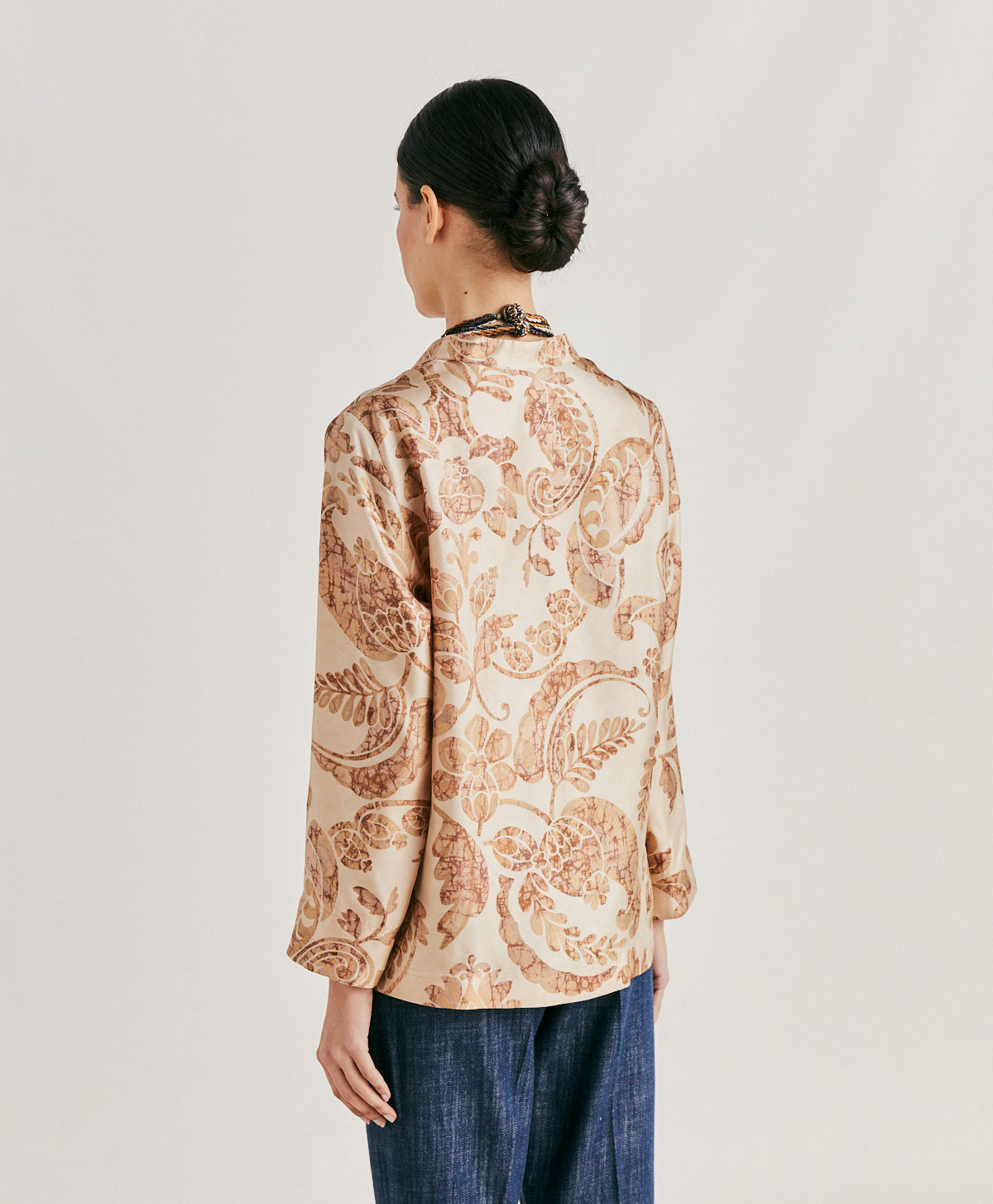 AMBROISE BLOUSE IN SILK TWILL - DUSTY PINK/MULTICOLOUR - Momonì