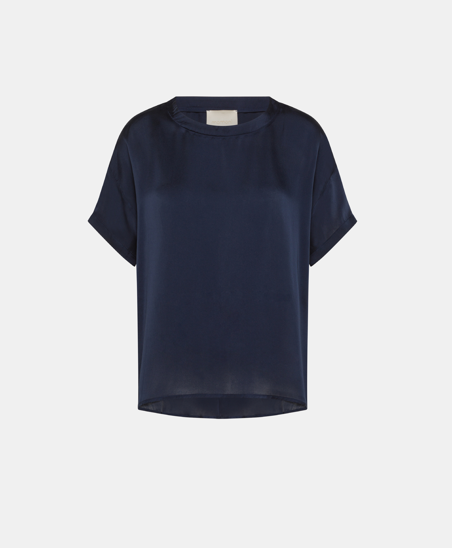 BLOUSE ALONSO EN SOIE UNIE - BLEU NUIT - Momonì