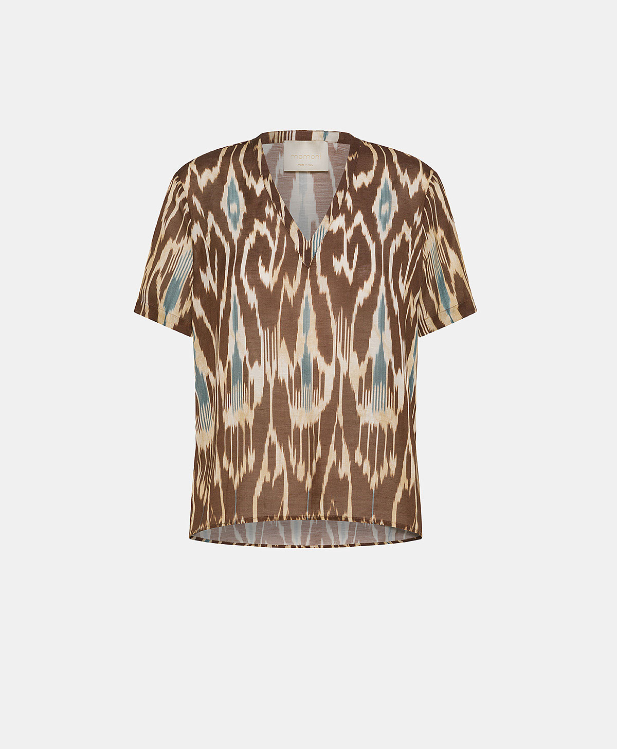 BLOUSE OSMANTO EN VISCOSE LIN IMPRIMÉ - CACAO MULTICOLORE - Momonì