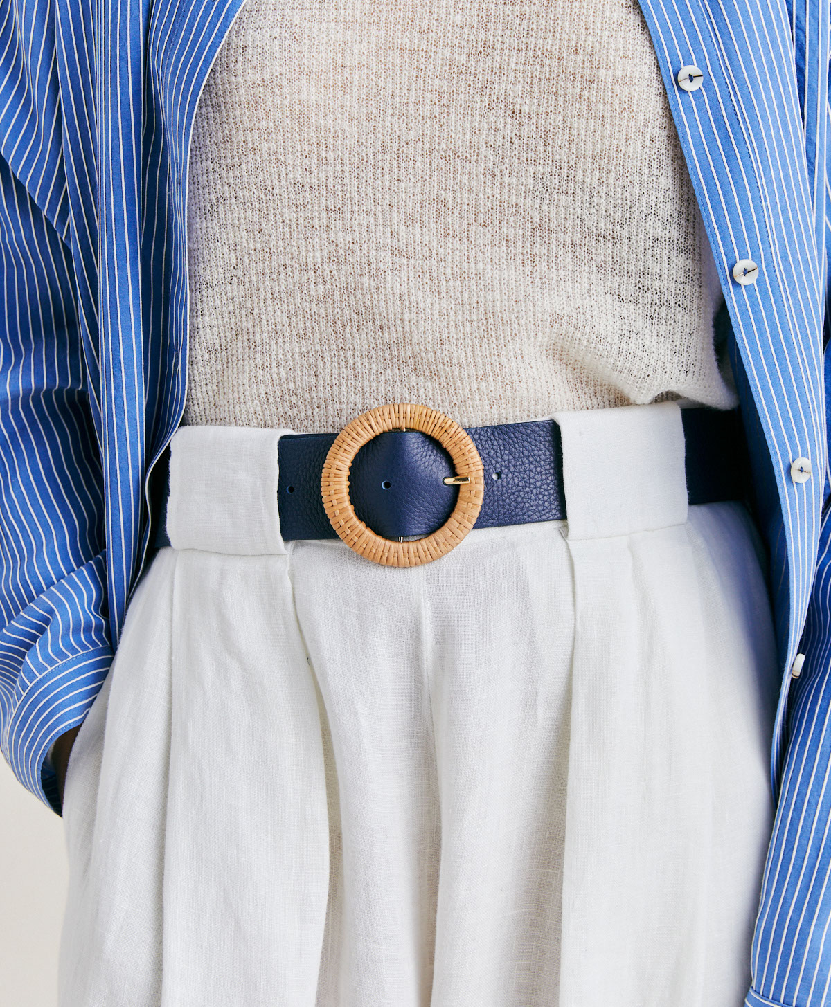 ADAH BELT IN LEATHER - BLUE - Momonì