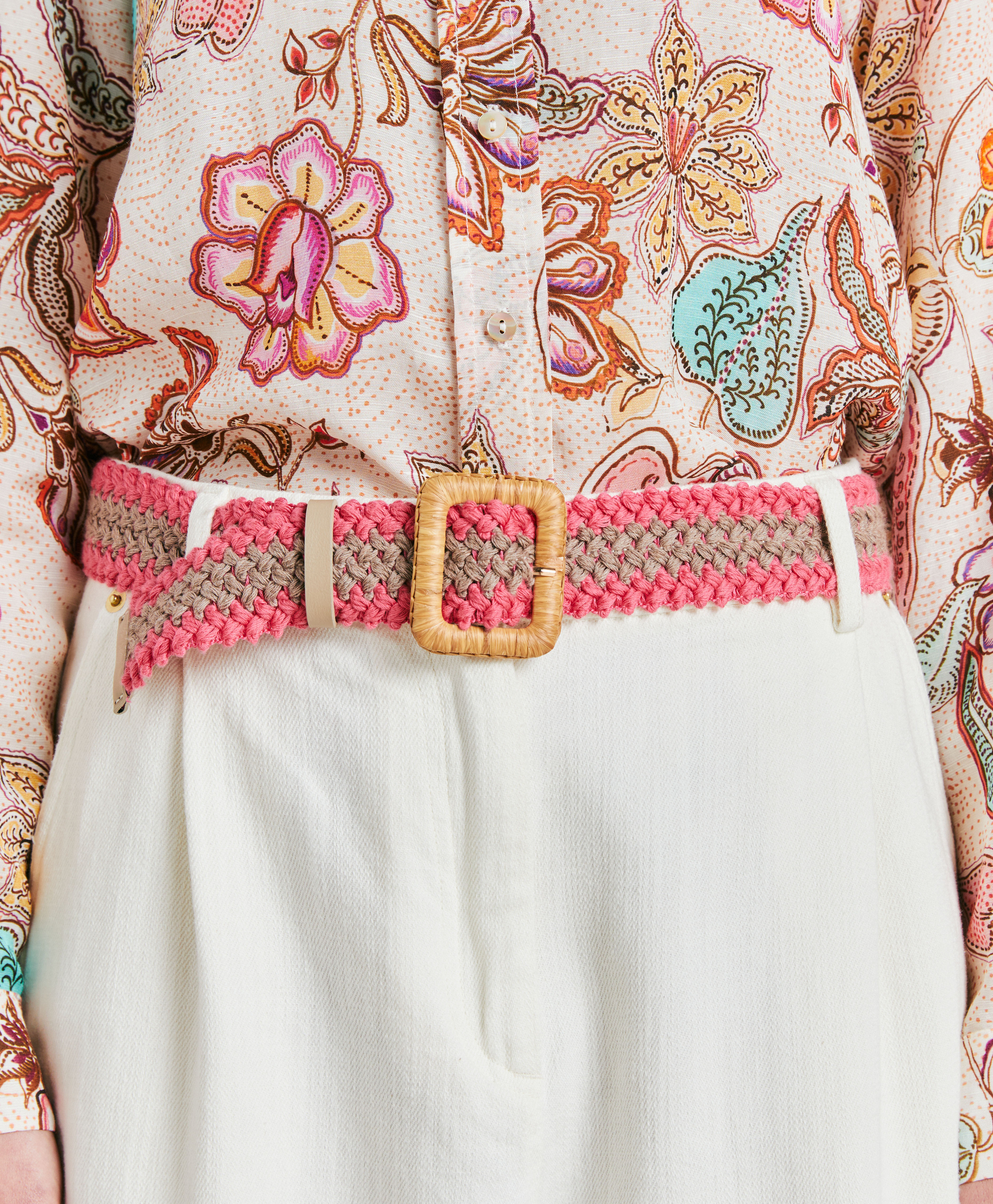 MALIKA BELT WITH BUCKLE - SAND/PINK - Momonì