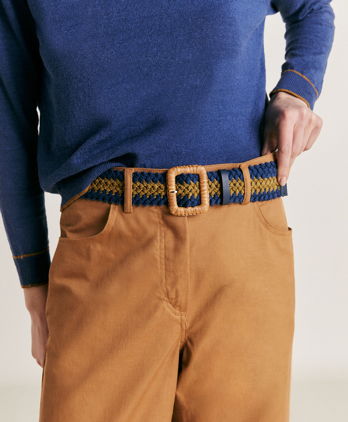 MALIKA BELT WITH BUCKLE - BLUE/OLIVE GREEN - Momonì