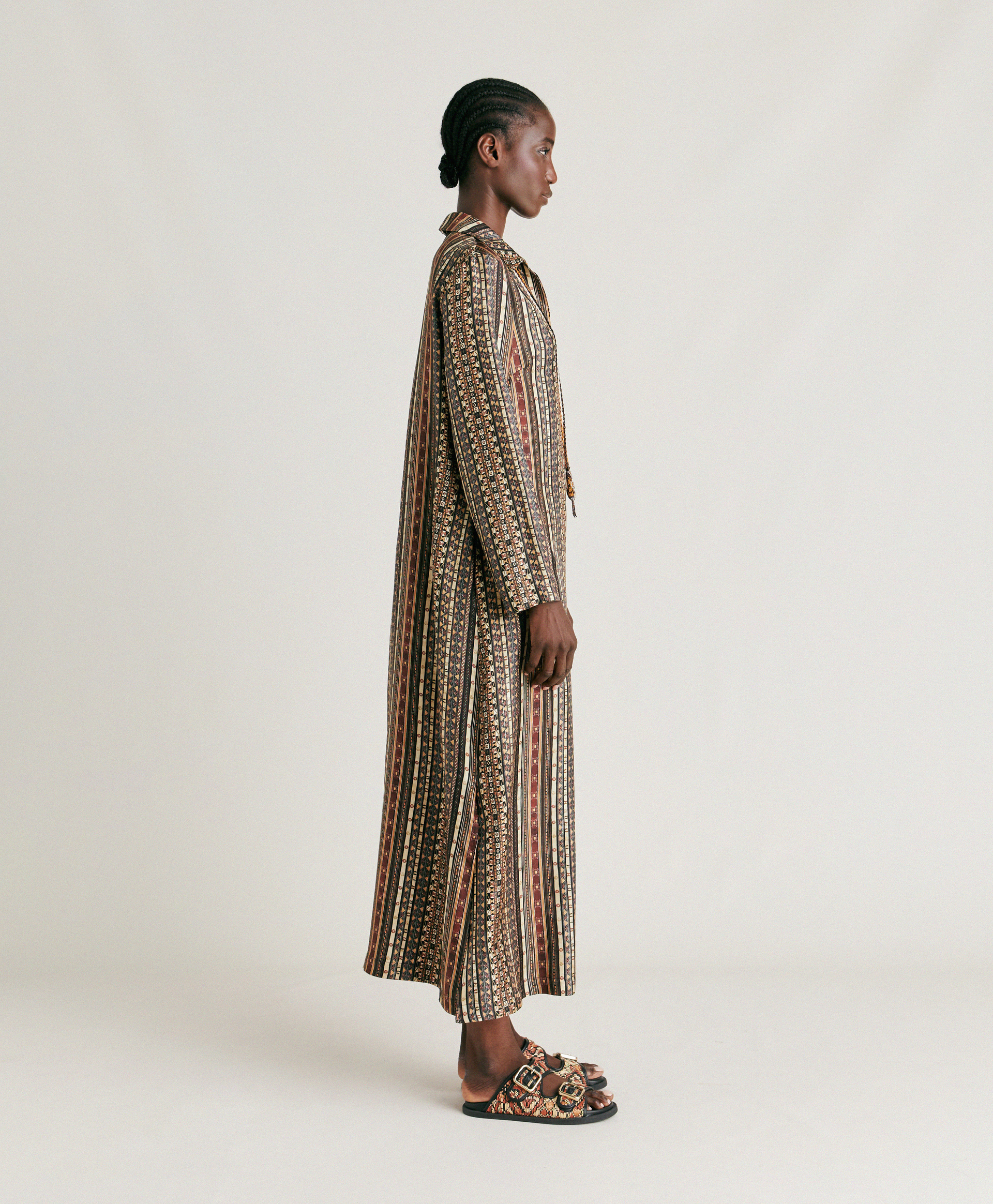 ALIGUSTA DRESS IN SILK TWILL - MULTICOLOR BLACK - Momonì