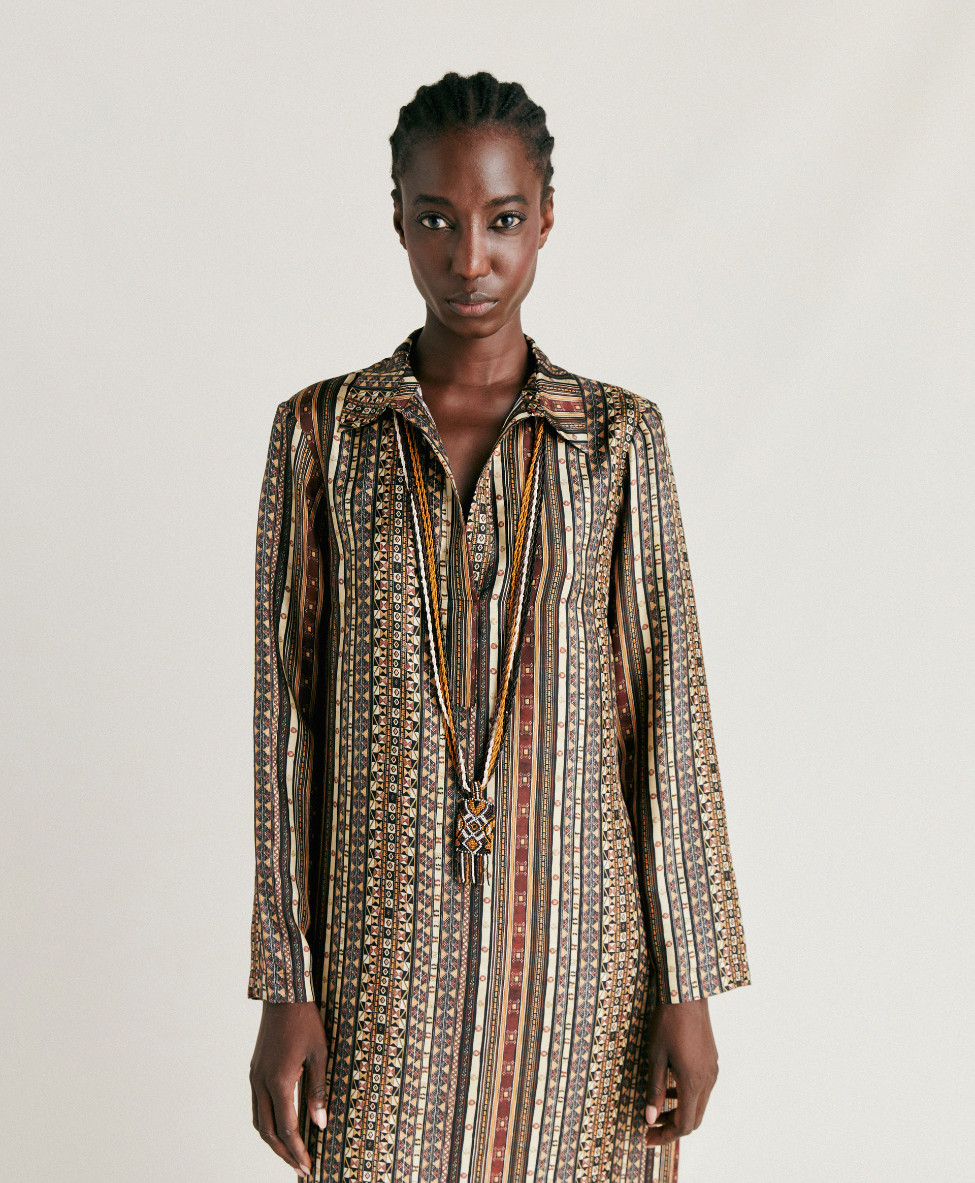 ALIGUSTA DRESS IN SILK TWILL - MULTICOLOR BLACK - Momonì
