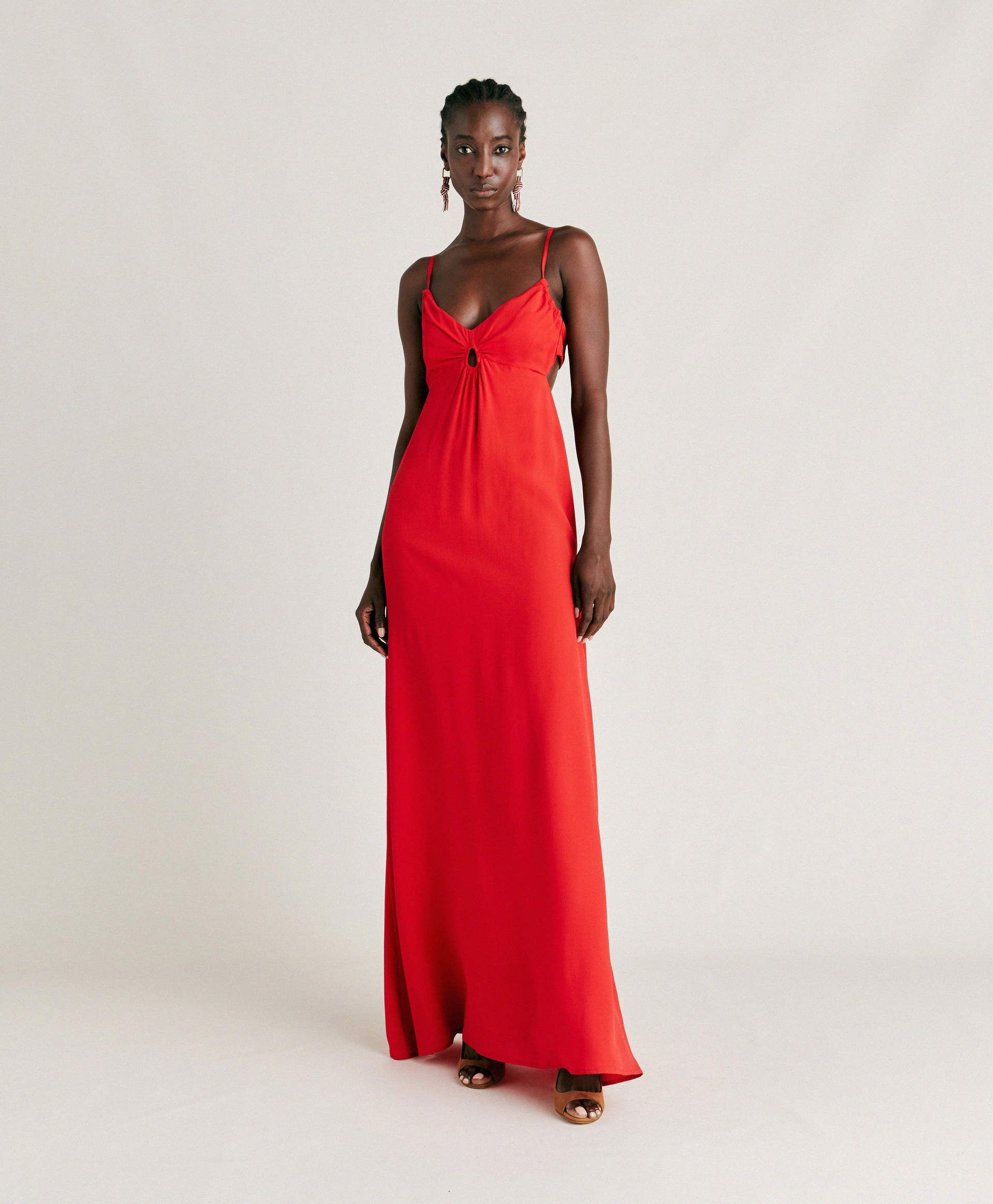 JOLIE DRESS IN PLAIN ACETATE SILK - AZALEA - Momonì