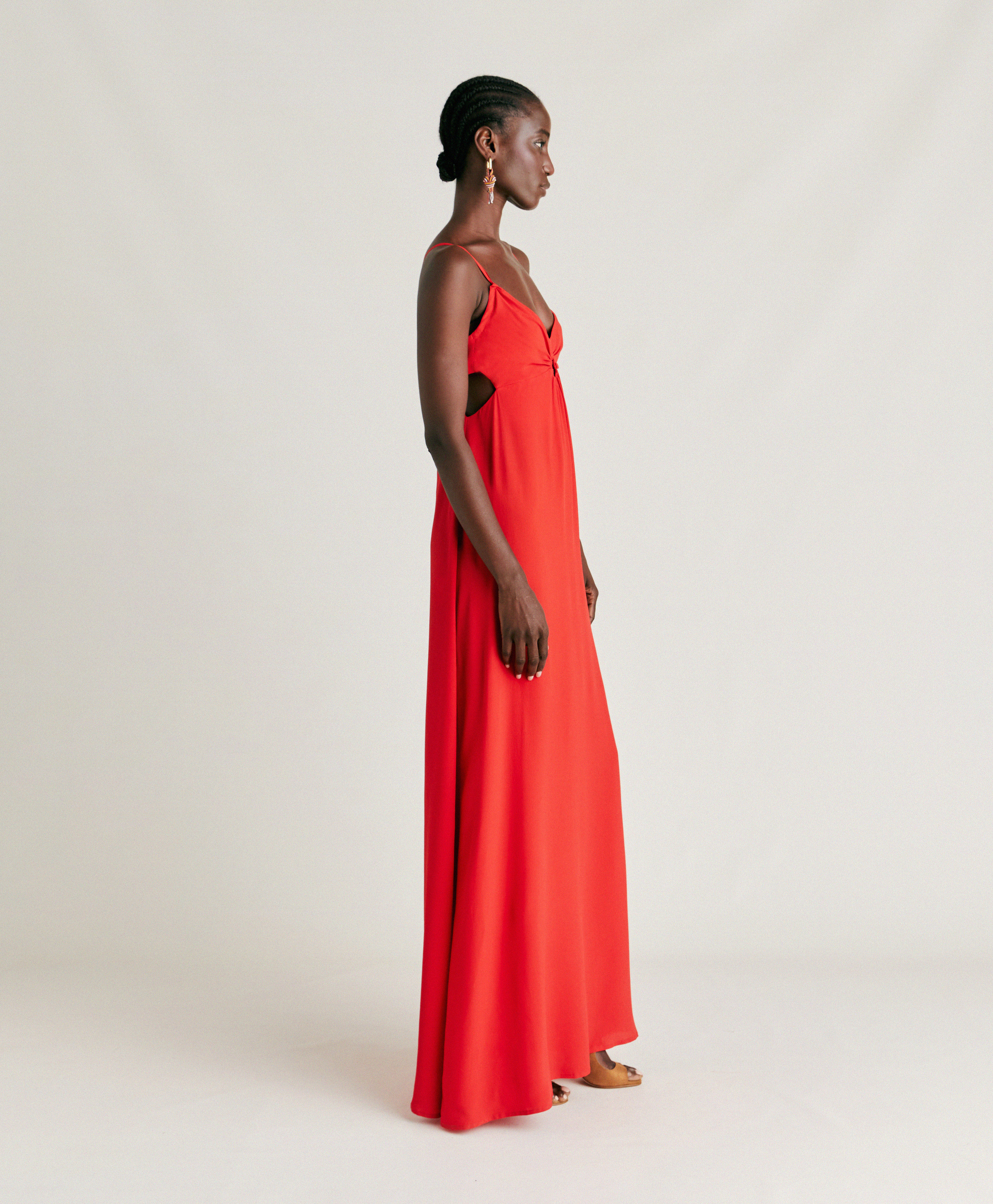 JOLIE DRESS IN PLAIN ACETATE SILK - AZALEA - Momonì