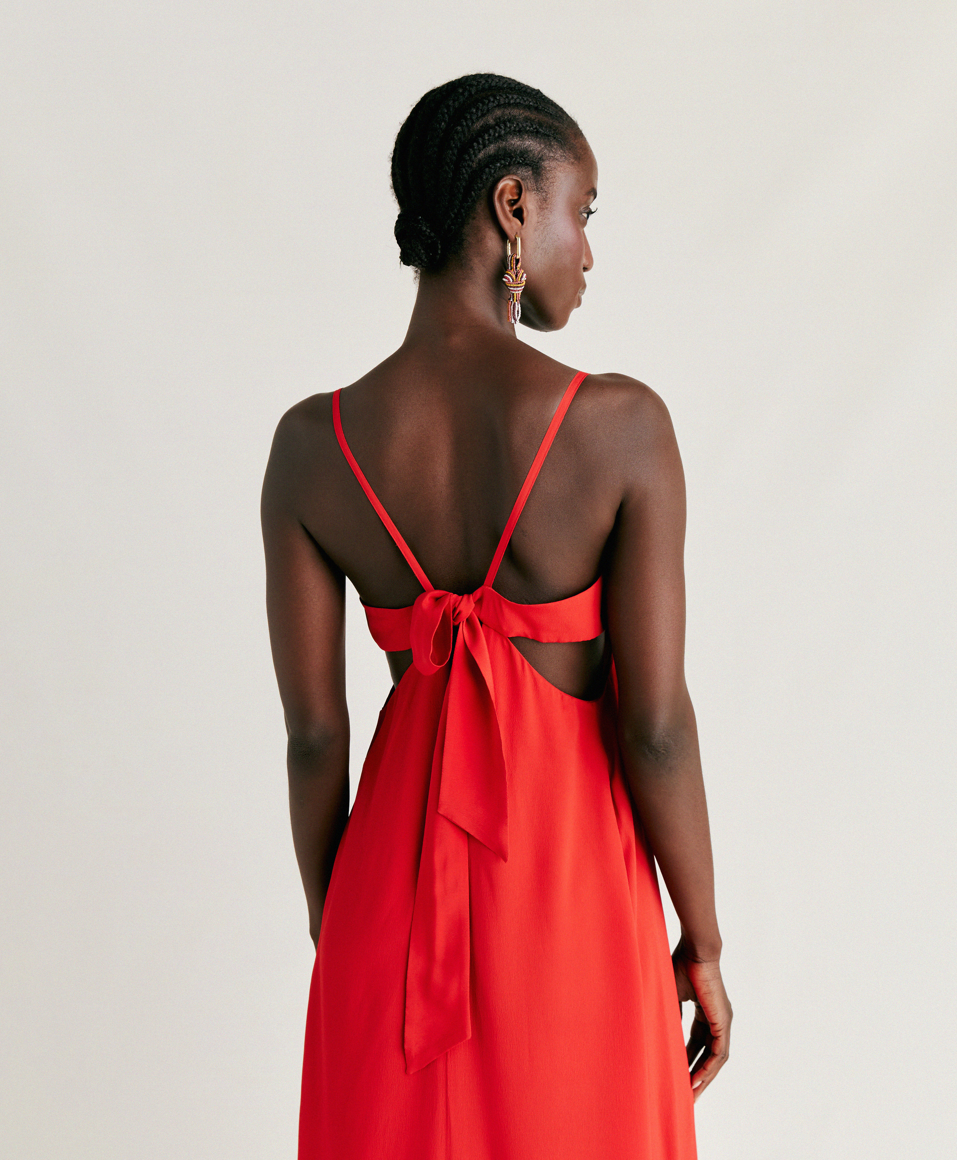JOLIE DRESS IN PLAIN ACETATE SILK - AZALEA - Momonì