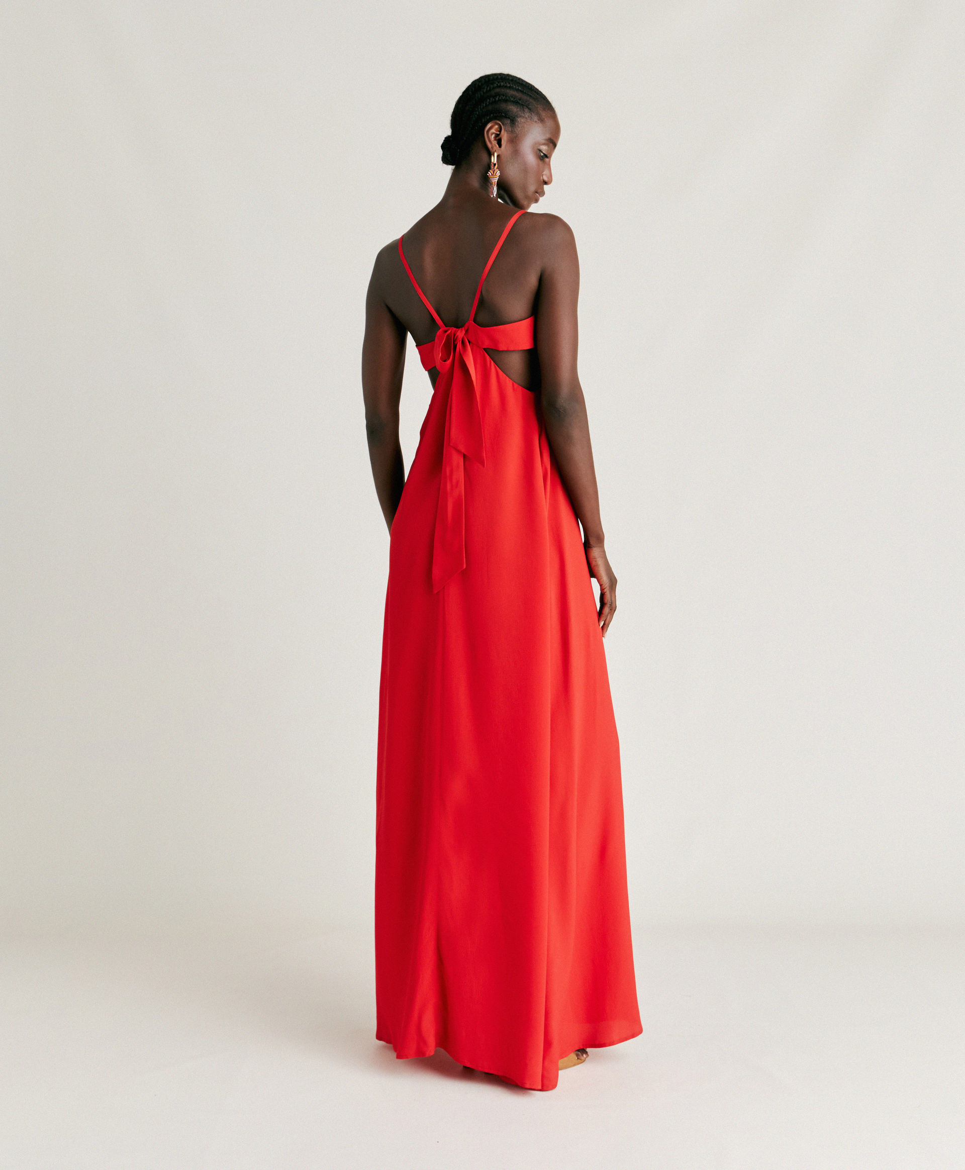 JOLIE DRESS IN PLAIN ACETATE SILK - AZALEA - Momonì