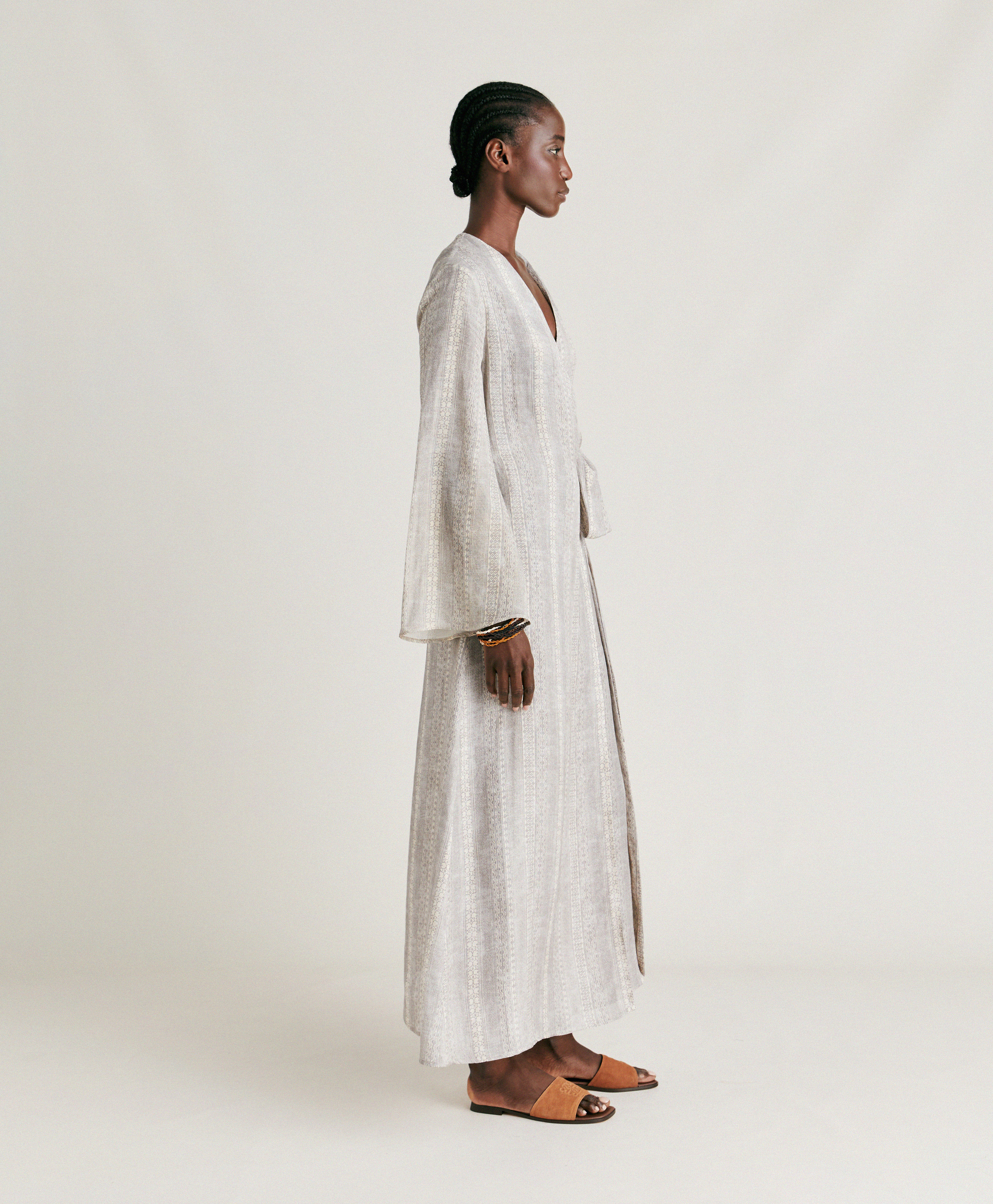 CATERINA DRESS IN VISCOSE/LINEN - CREAM/PEARL - Momonì