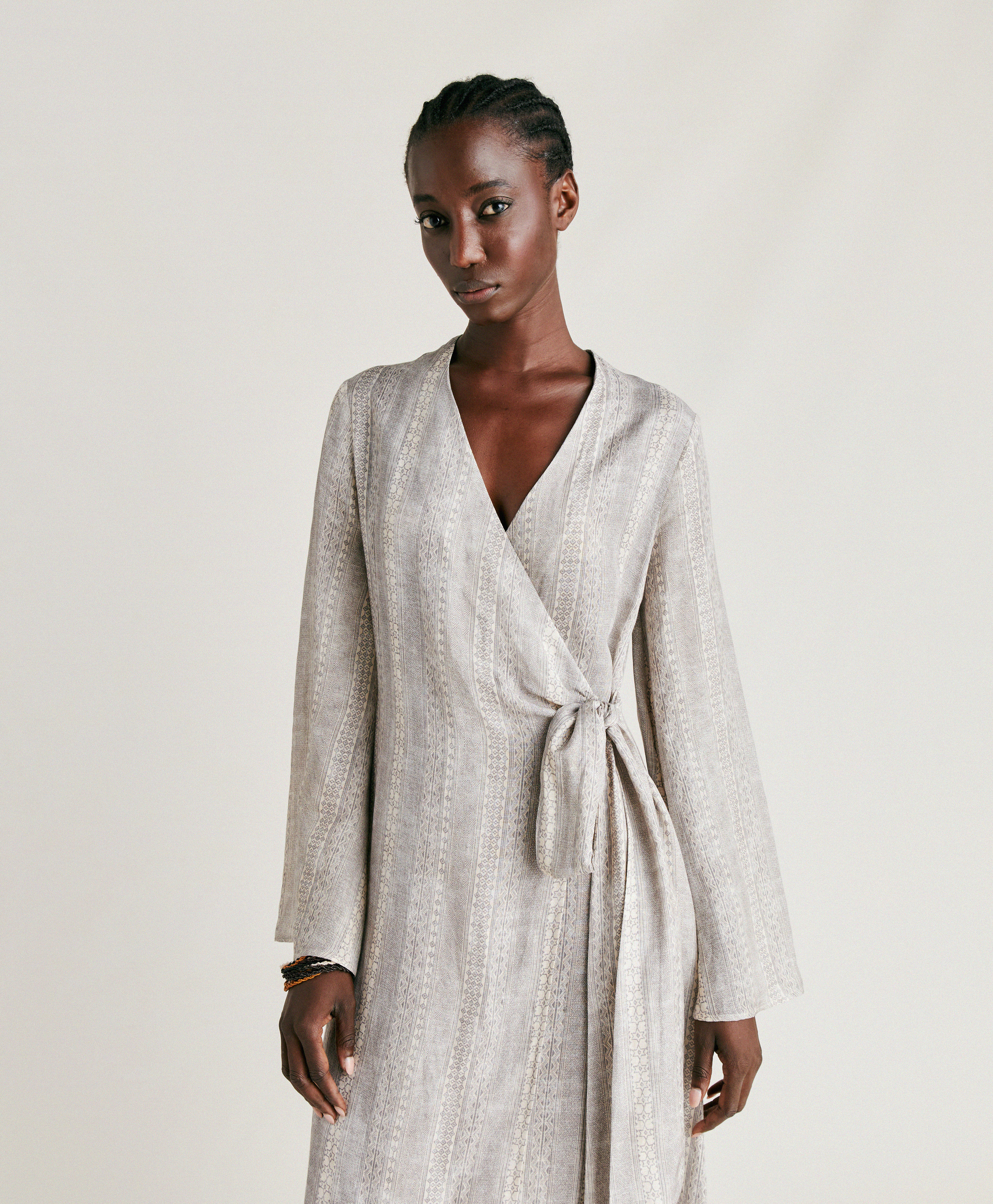 CATERINA DRESS IN VISCOSE/LINEN - CREAM/PEARL - Momonì