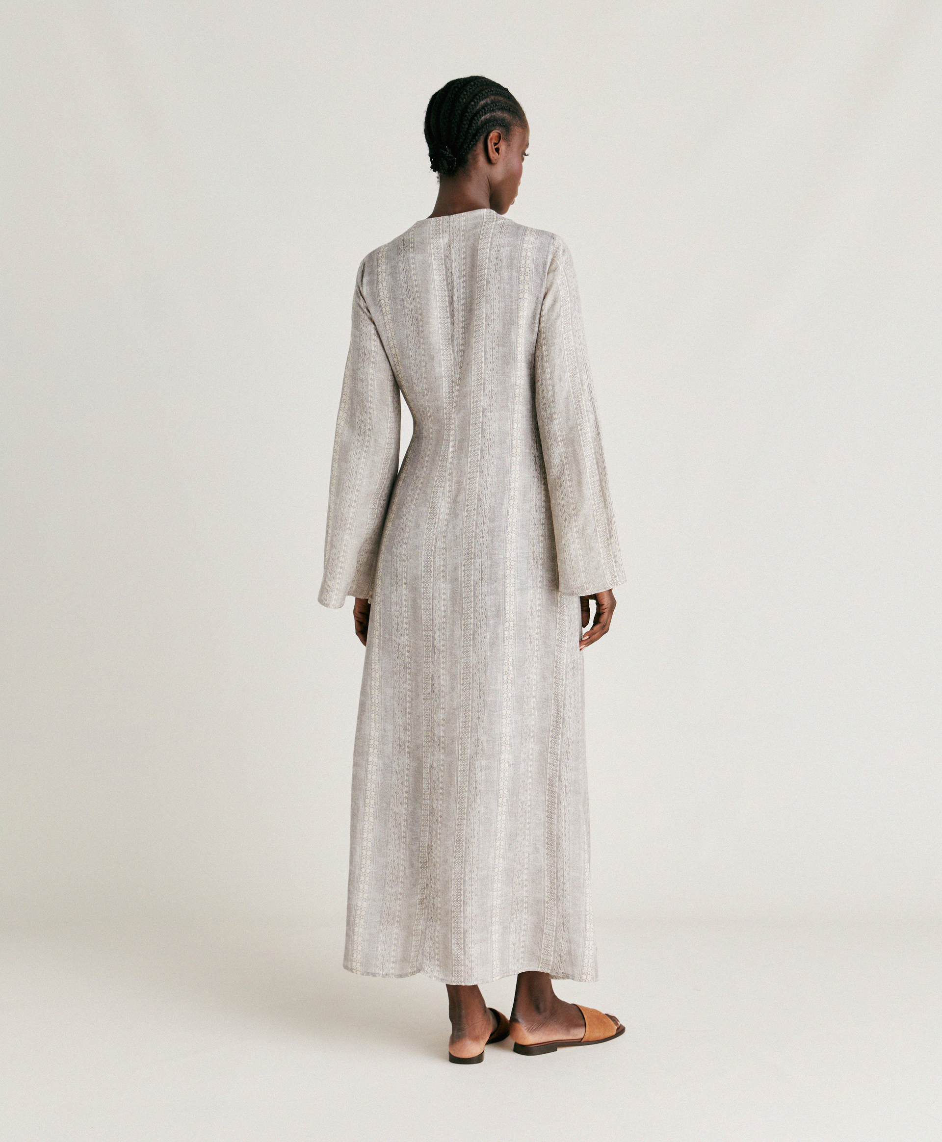 CATERINA DRESS IN VISCOSE/LINEN - CREAM/PEARL - Momonì