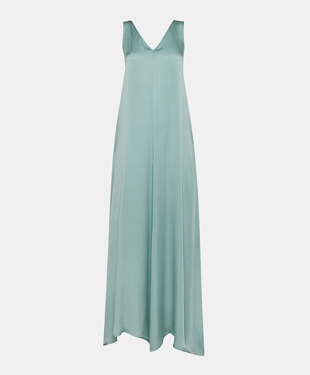 HELENA DRESS IN PLAIN SILK - CERULEAN - Momonì