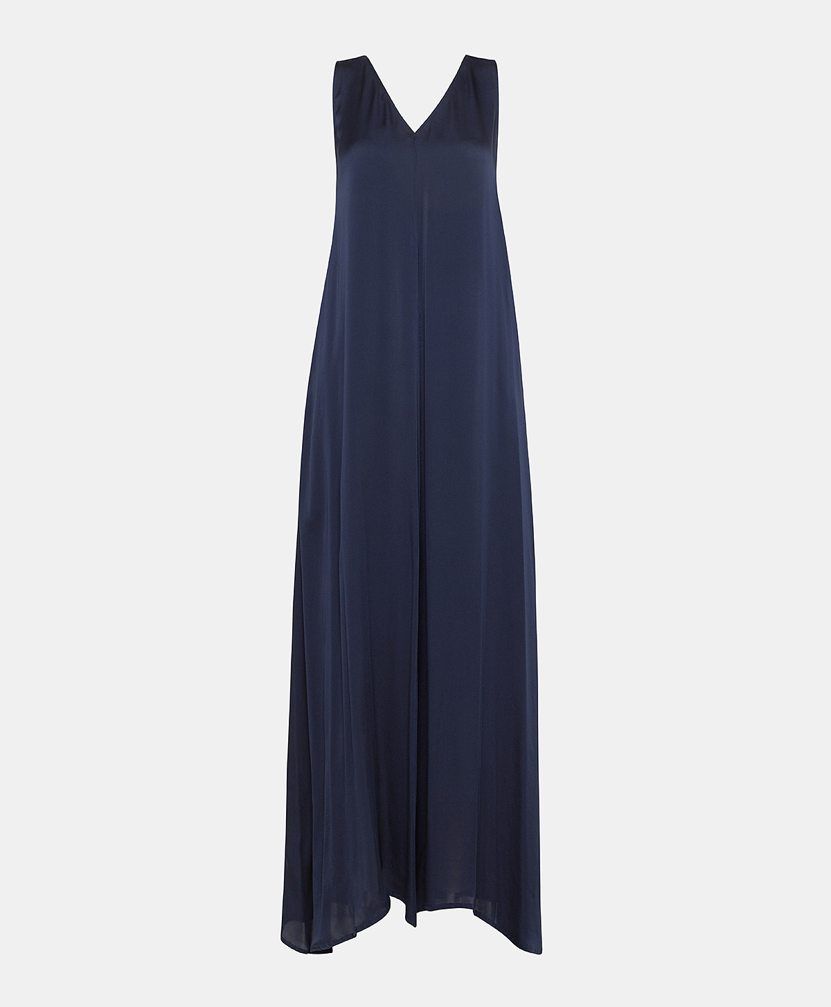 ROBE HELENA EN SOIE UNIE - BLEU NUIT - Momonì