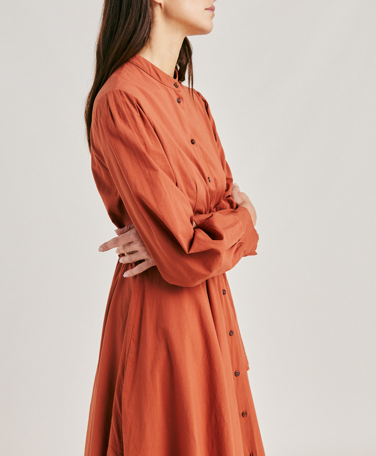 SINZIAS DRESS WITH COTTON VOILE - TERRACOTTA - Momonì